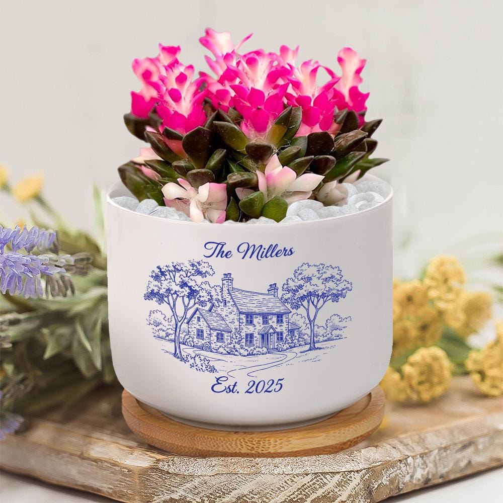 Custom Chinoiserie Photo House Plant Pot – Personalized Ceramic Planter image 1