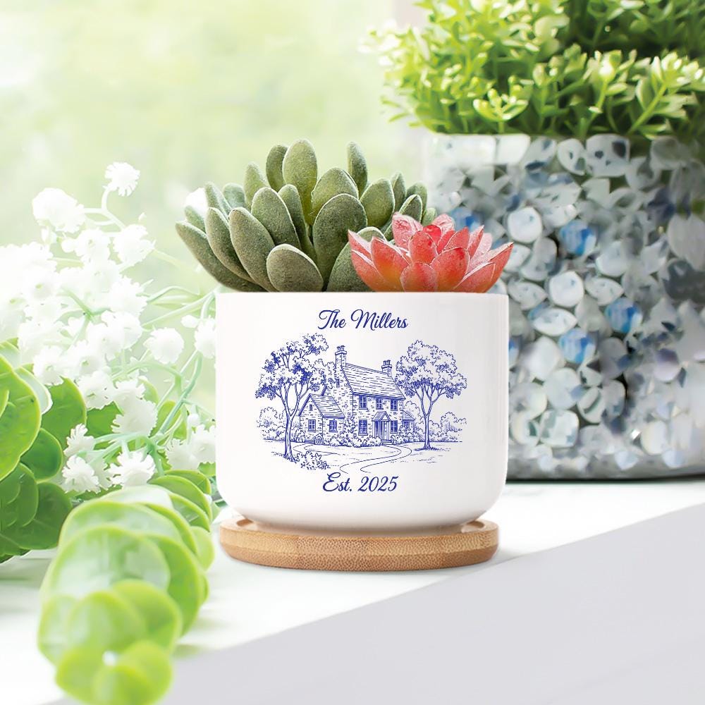 Custom Chinoiserie Photo House Plant Pot – Personalized Ceramic Planter image 2