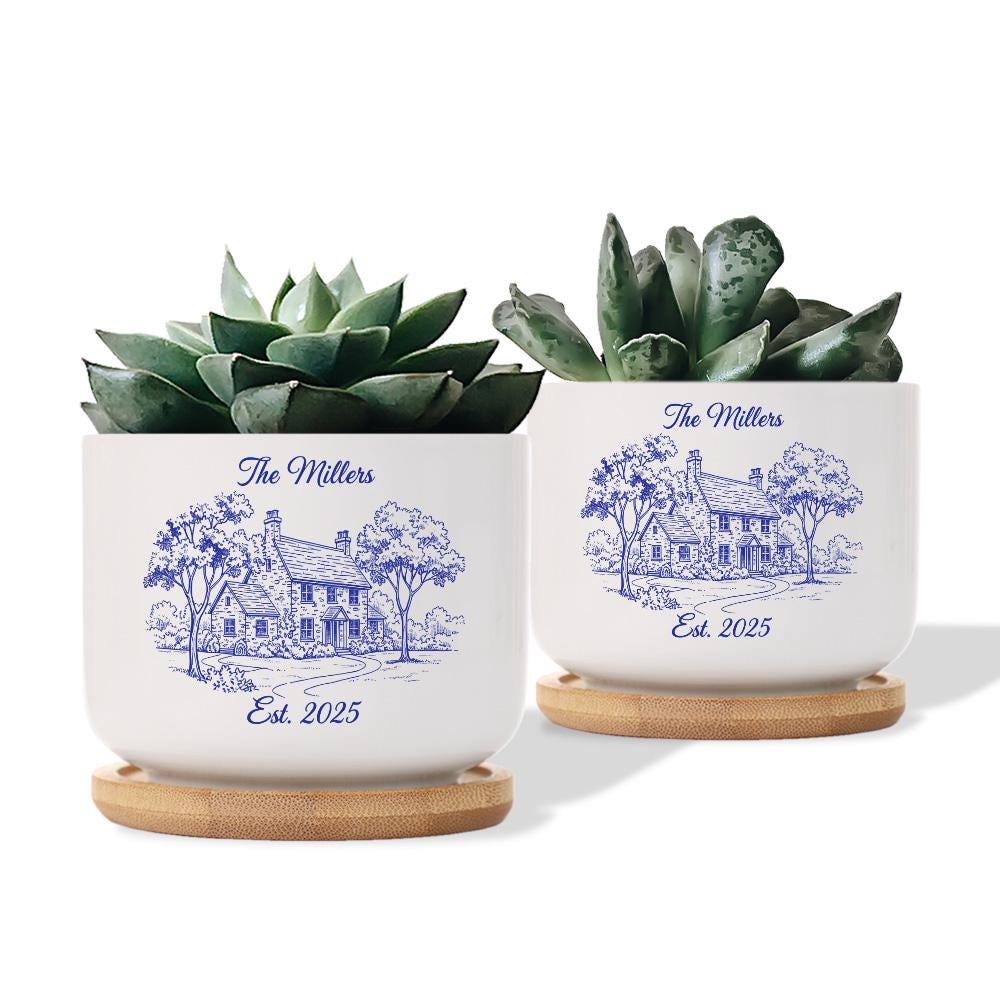 Custom Chinoiserie Photo House Plant Pot – Personalized Ceramic Planter image 4