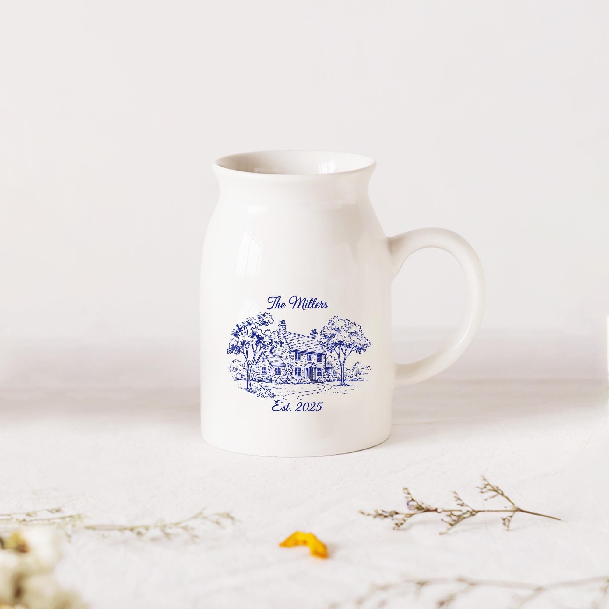 Custom Chinoiserie Photo House Flower Vase – Personalized Ceramic Floral Planter image 2