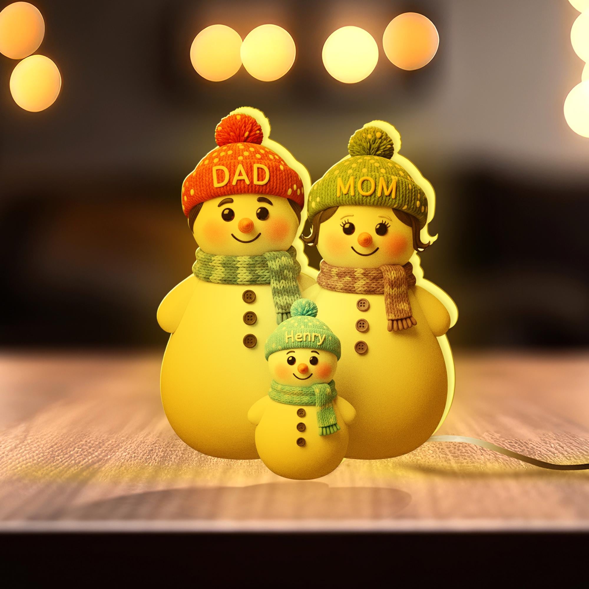 Custom Snowman Family LED Light Box : Personalized Names Winter Lamp image 2
