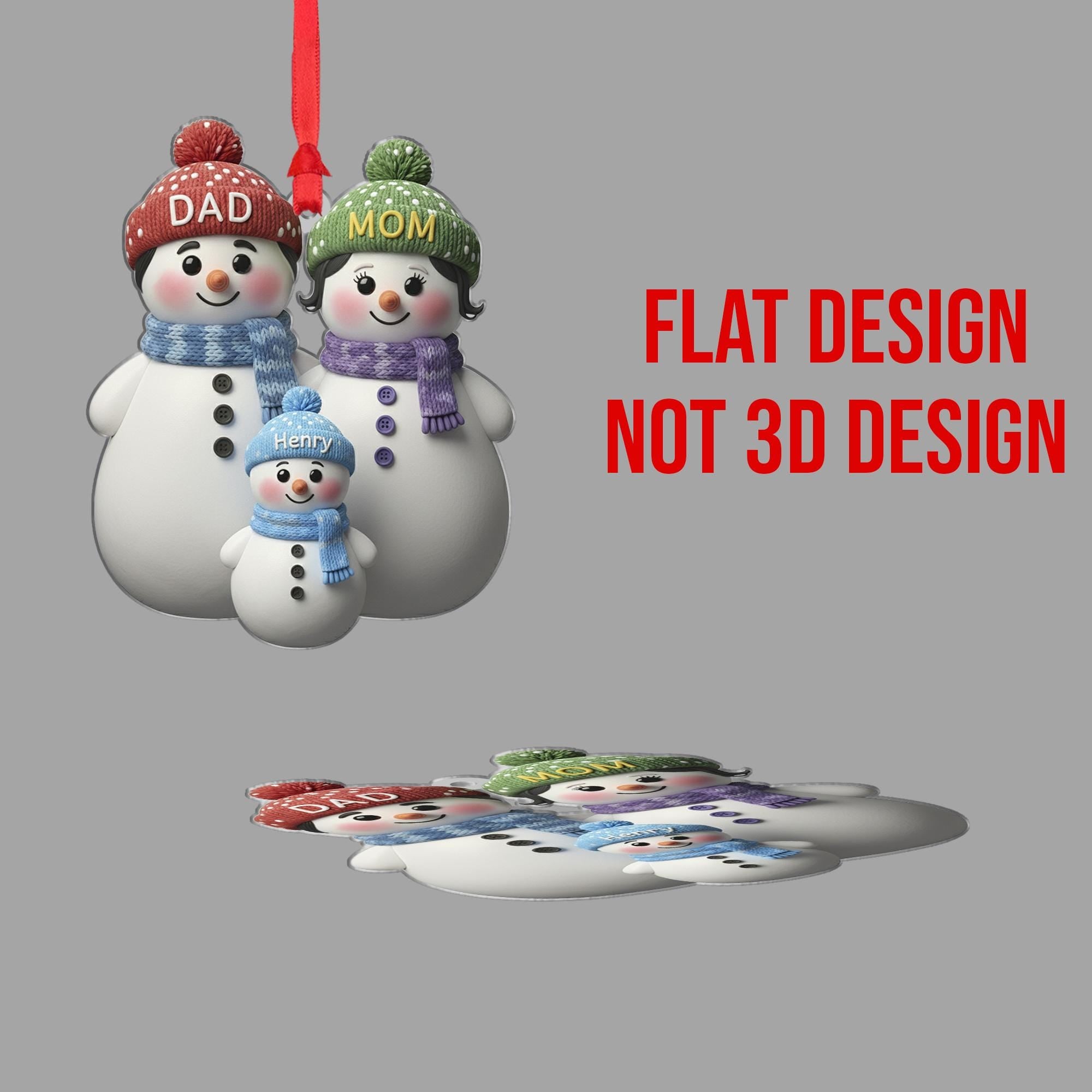 Custom Snowman Family Ornament : Personalized Names Parents with kids image 4