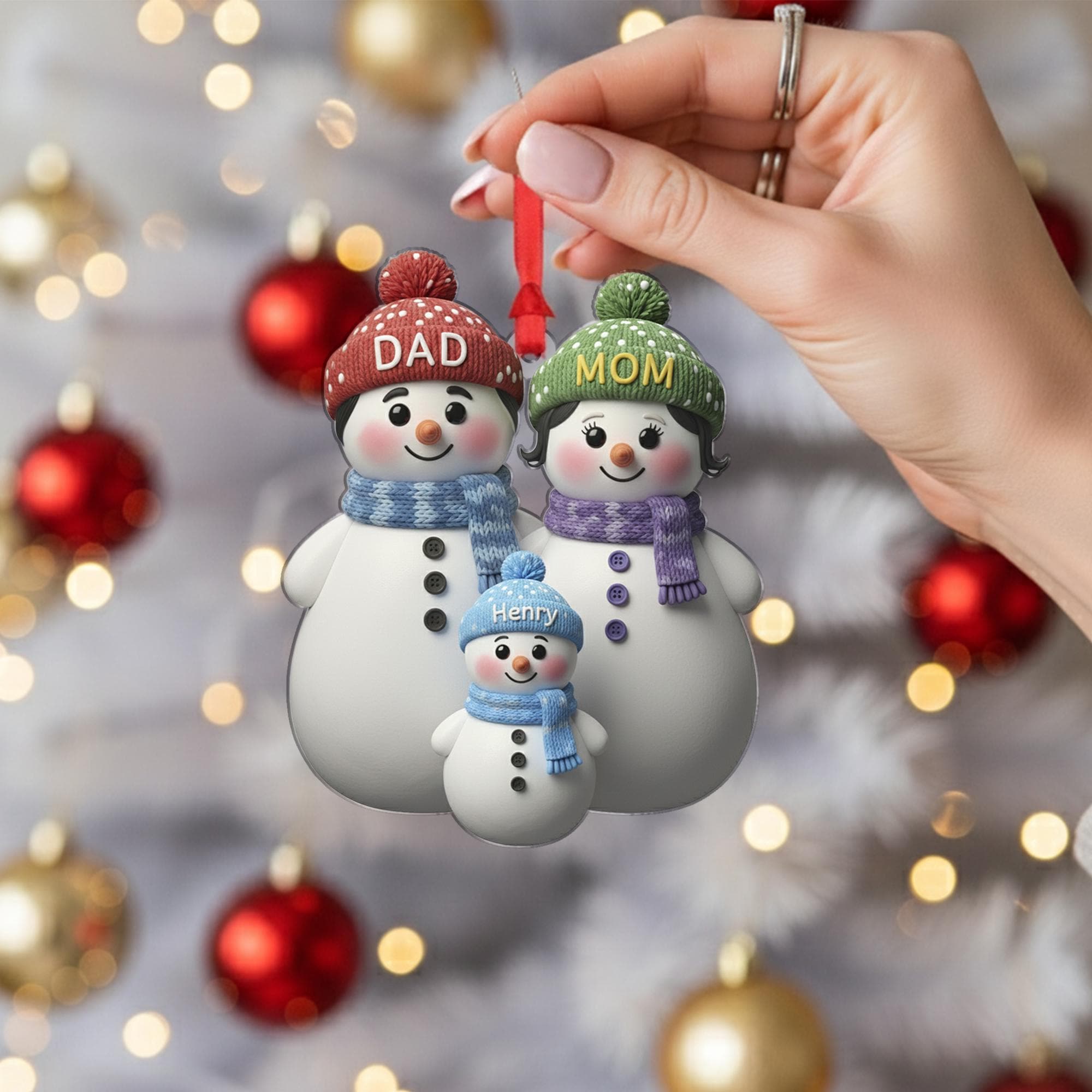 Custom Snowman Family Ornament : Personalized Names Parents with kids image 6