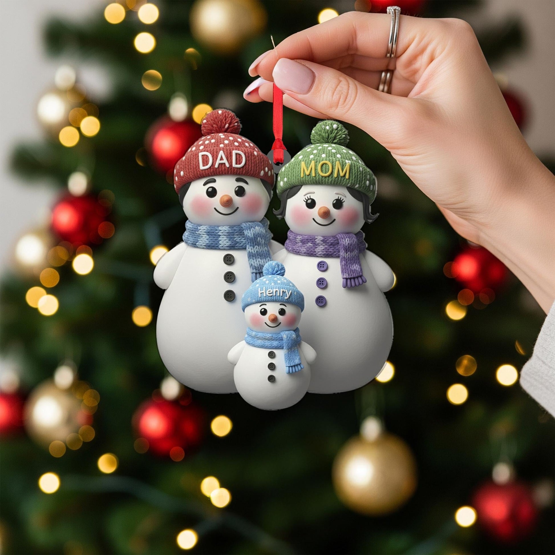 Custom Snowman Family Ornament : Personalized Names Parents with kids image 7