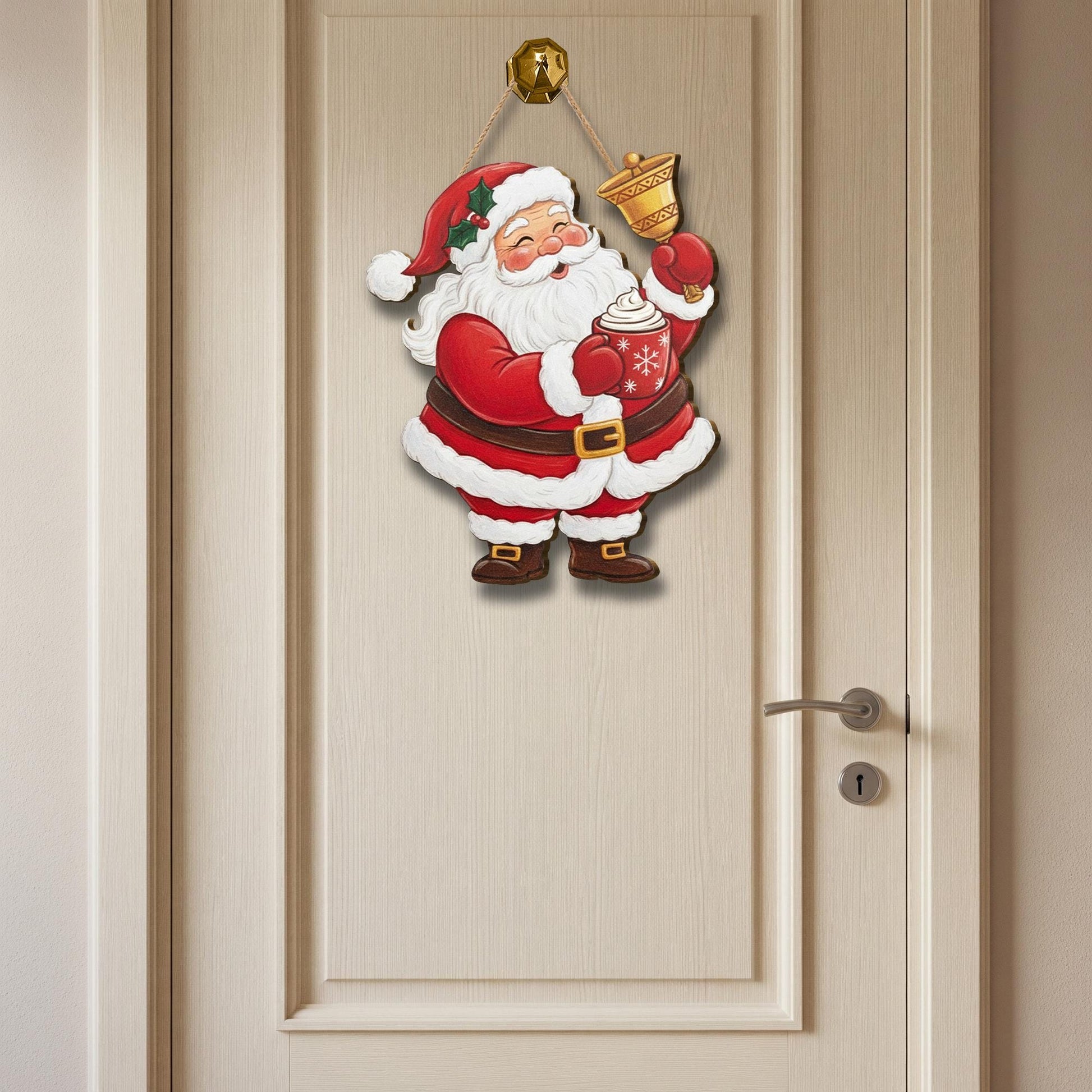 Wooden Santa Door Sign – Christmas Wall Hanging, Holiday Entryway Decoration, Festive Santa Design image 5