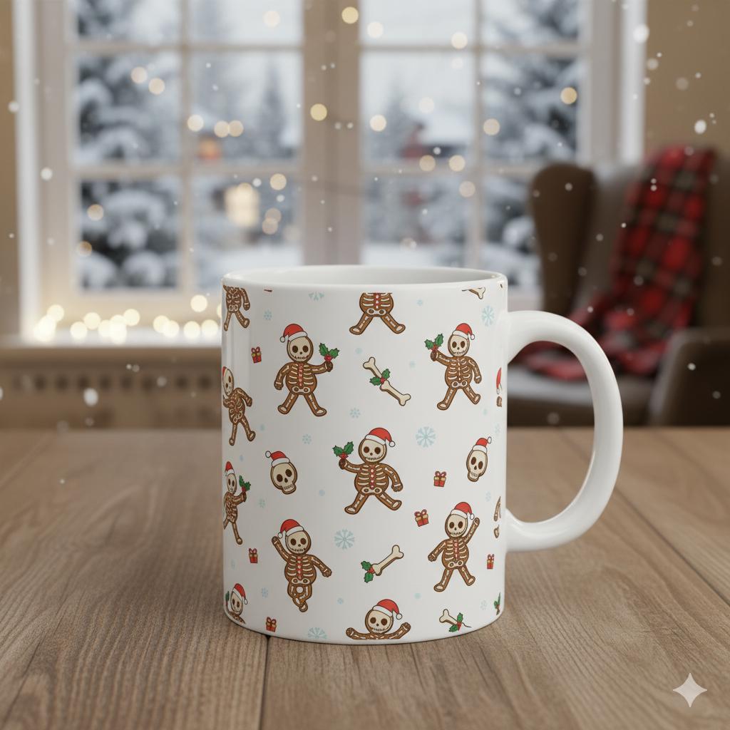 Christmas X-Ray Gingerbread Ceramic Mug with Skeleton Cookie image 3