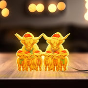 Custom Highland cow Family LED Light Box with Grandma Grandpa: Personalized Names Lamp image 1