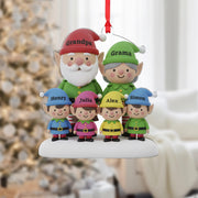 Custom Elf Family Ornament with Grandma Grandpa: Personalized Names gift image 1