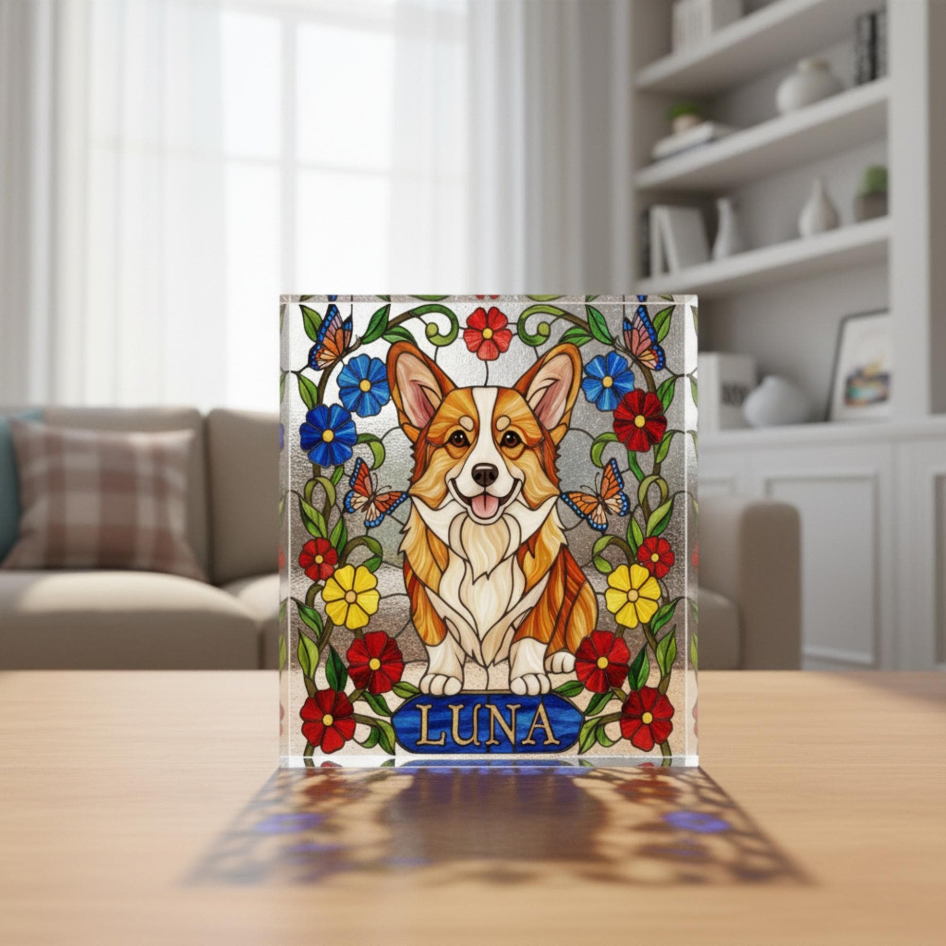 Custom Pet Portrait Acrylic Plaque – Personalized Memorial Dog Display image 1