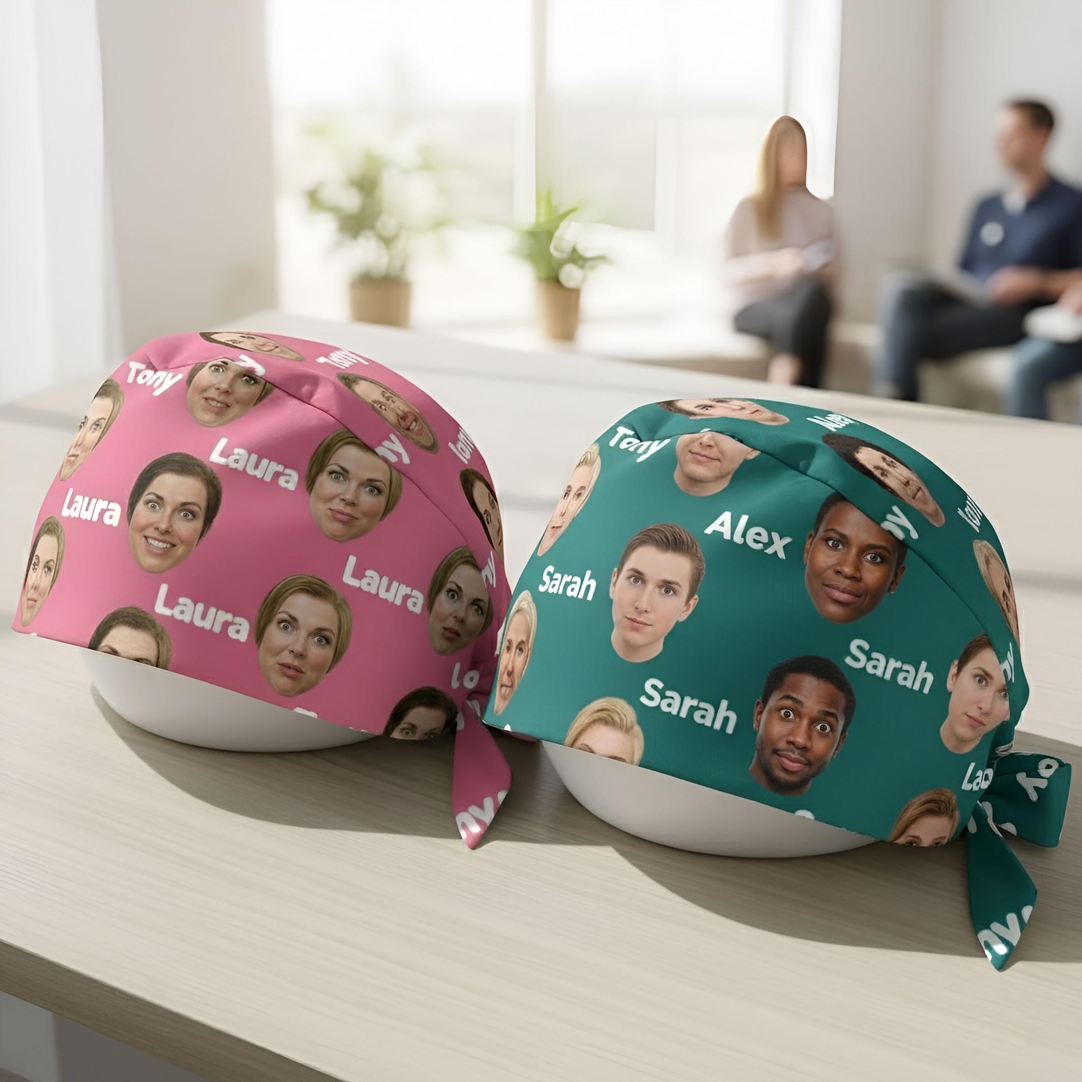 Custom Face Scrub Cap: Personalized Photo Tie Back Work Hat image 3
