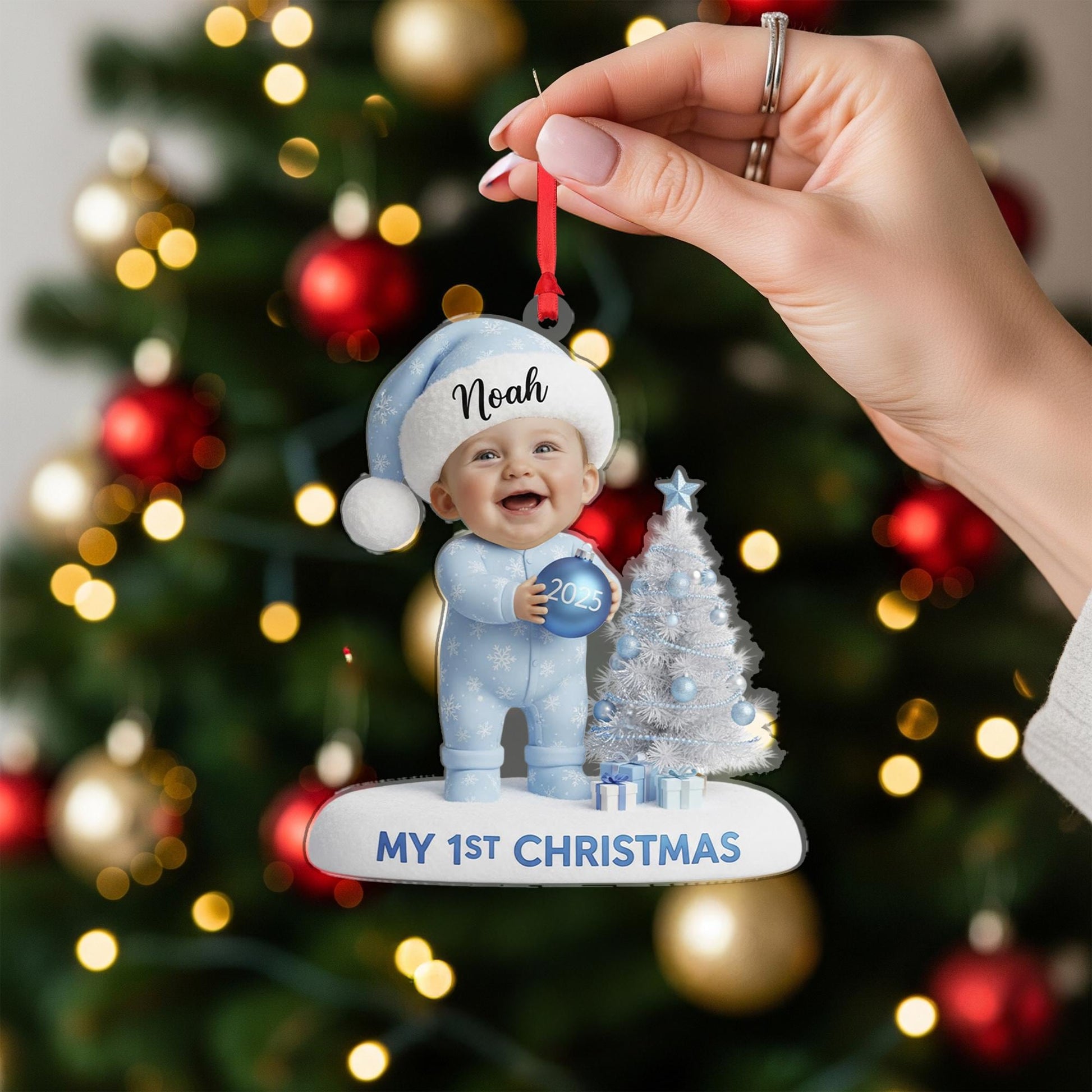 Custom Baby’s First Christmas Ornament - Personalized Holiday Photo Keepsake image 2