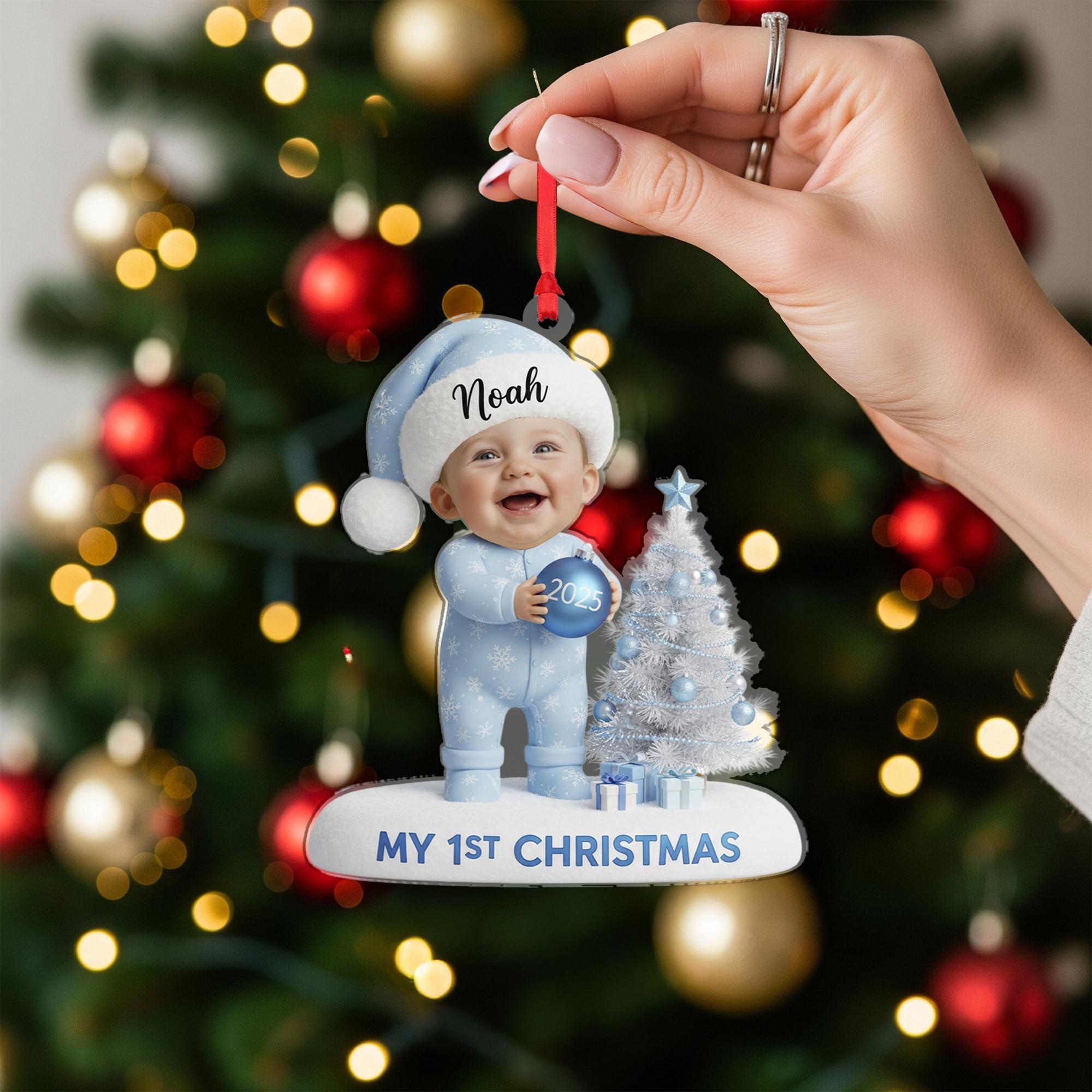 Custom Baby’s First Christmas Ornament - Personalized Holiday Photo Keepsake image 2