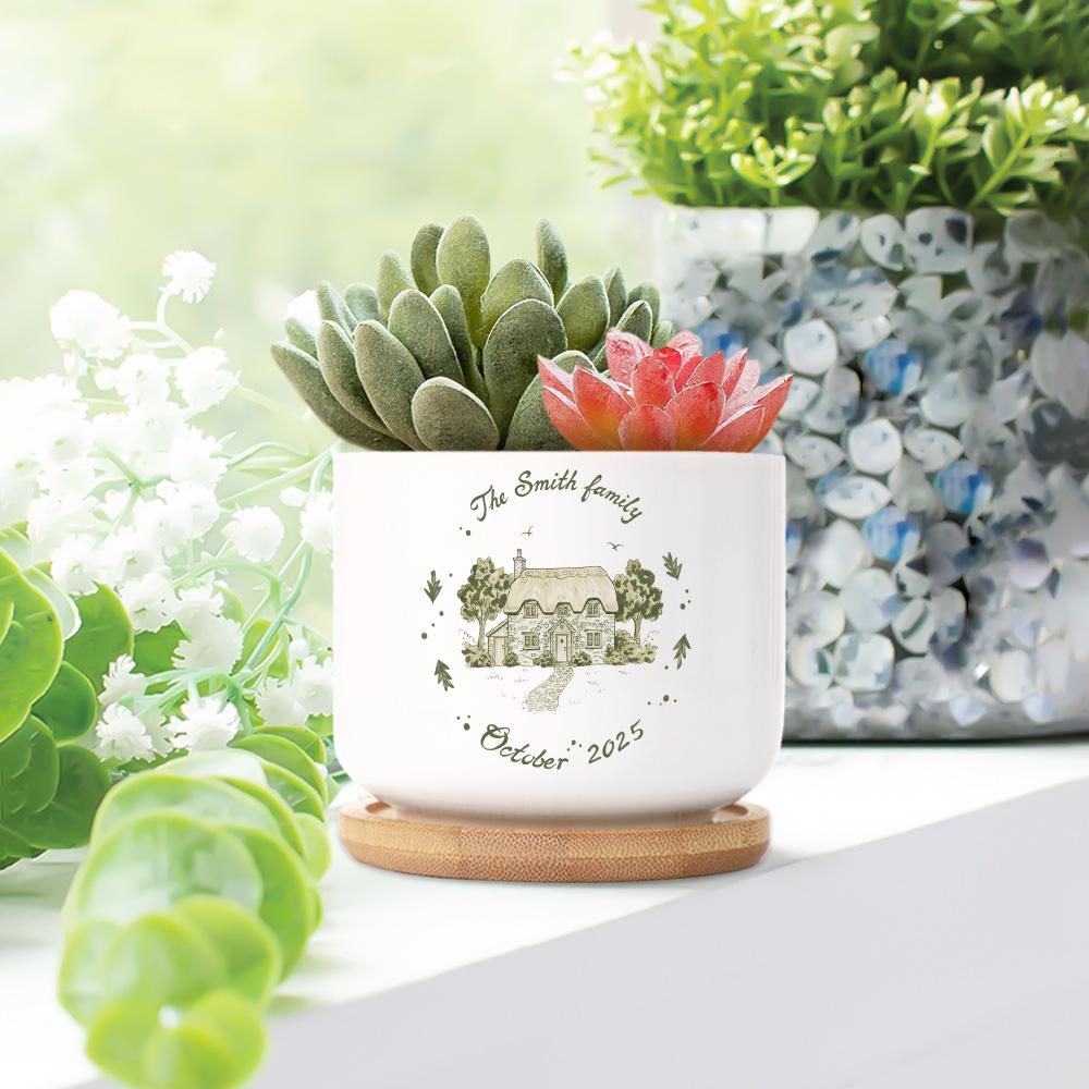 Custom Cottage Photo House Plant Pot – Personalized Ceramic Planter image 2