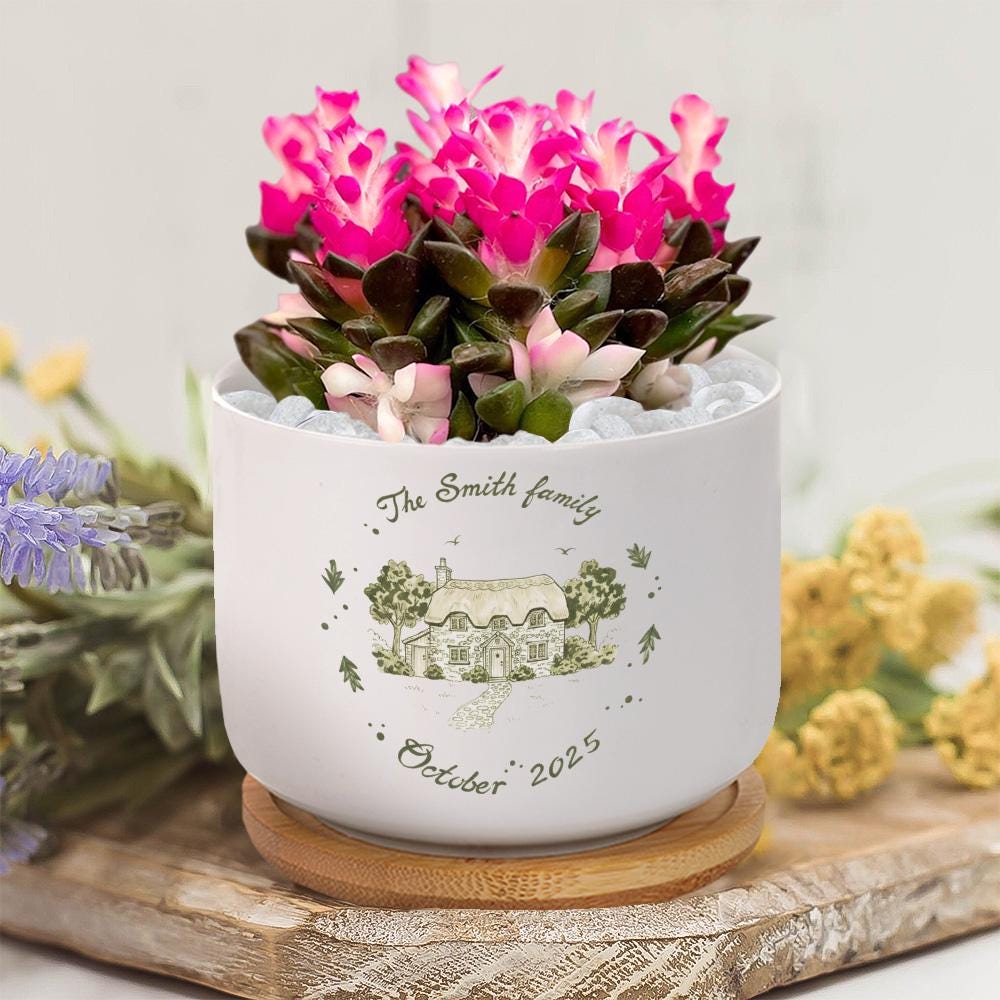 Custom Cottage Photo House Plant Pot – Personalized Ceramic Planter image 1