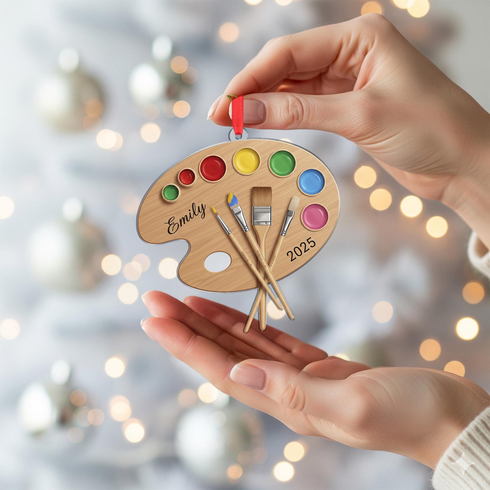Personalized Artist Palette Ornament: Custom Name Christmas Gift, 2025 Keepsake image 3