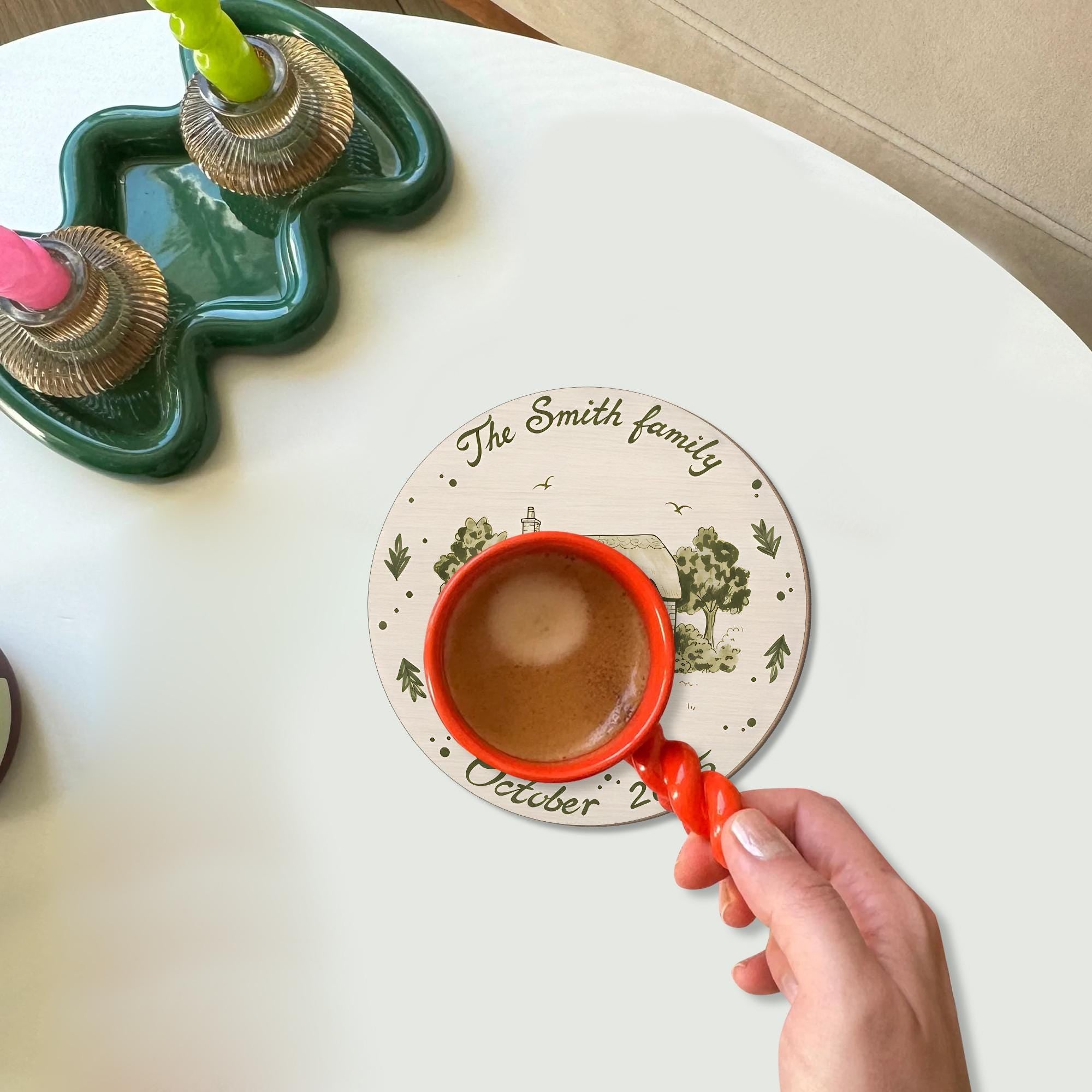 Custom House Illustration Coaster with Y2K Vintage Style Design image 4