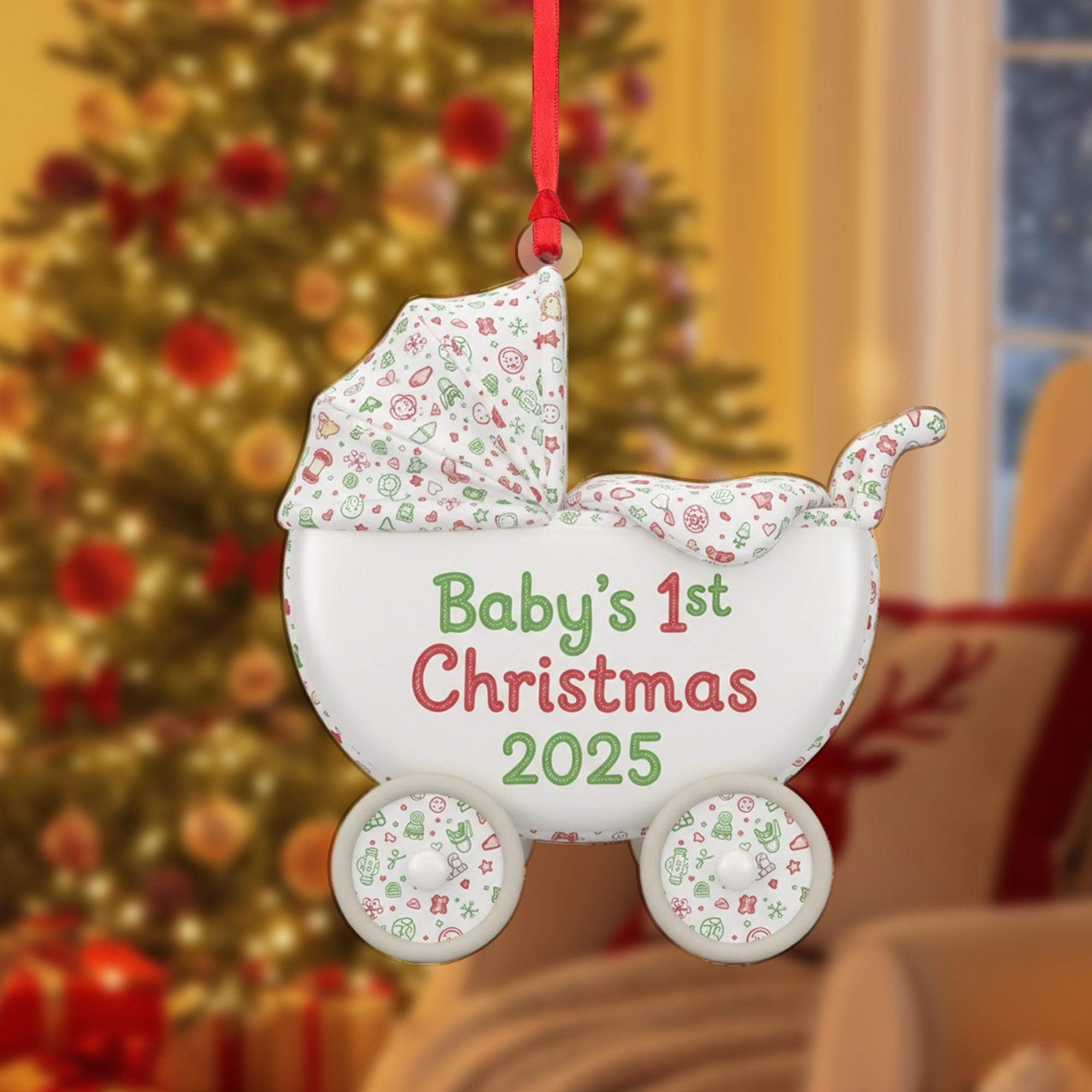 Baby's First Christmas Ornament 2025, Baby Carriage Keepsake image 2