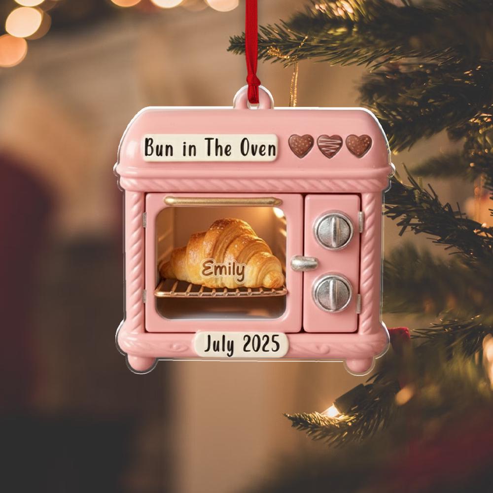 Personalized Pregnancy Announcement Ornament – Bun in The Oven Custom Baby Reveal Keepsake image 5