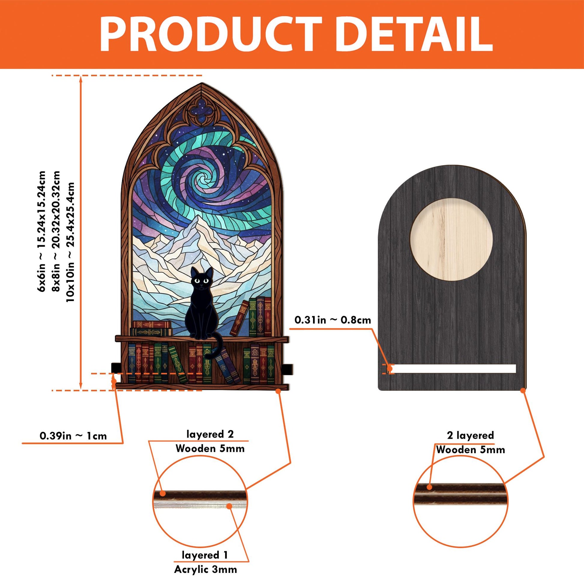 Custom Stained Glass Cat Suncatcher Candle Holder - Home Decor Mountain Spiral Art image 5