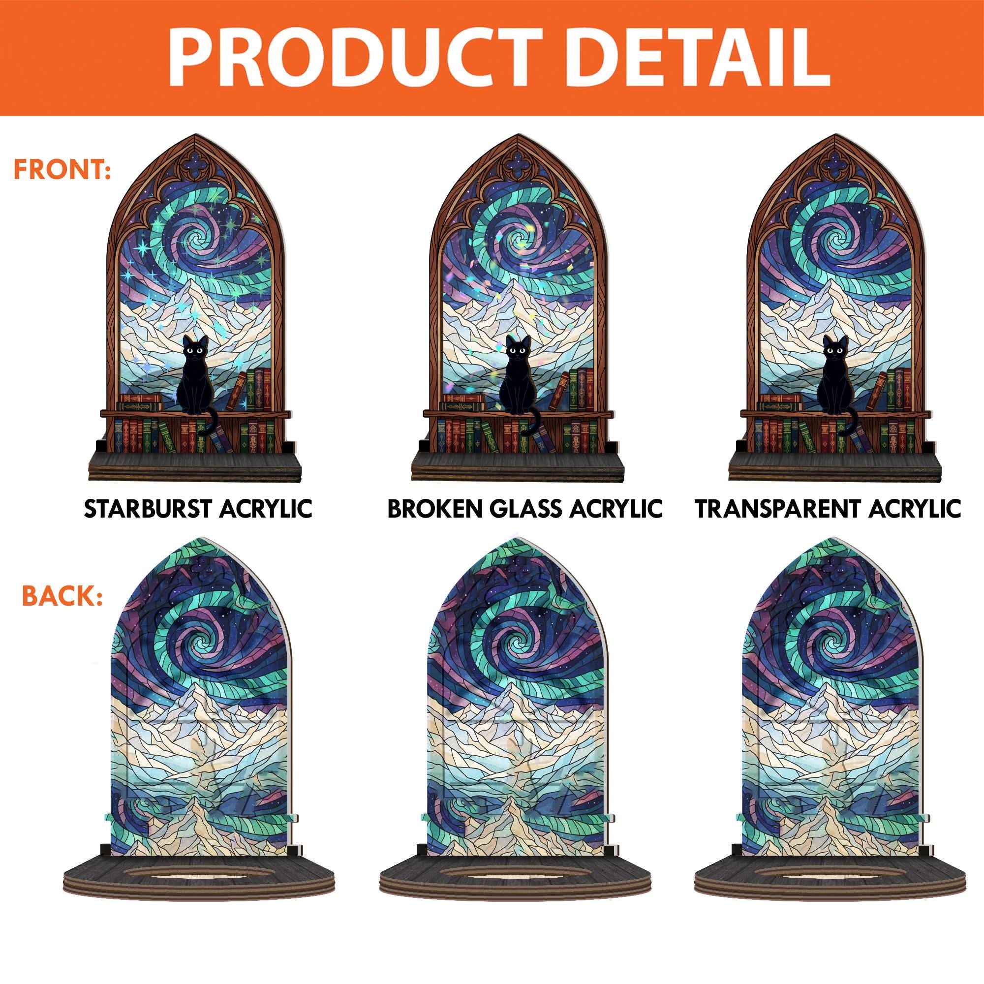 Custom Stained Glass Cat Suncatcher Candle Holder - Home Decor Mountain Spiral Art image 4