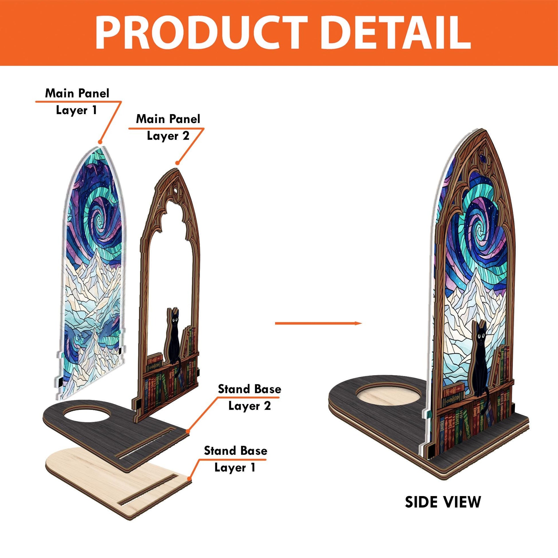 Custom Stained Glass Cat Suncatcher Candle Holder - Home Decor Mountain Spiral Art image 3