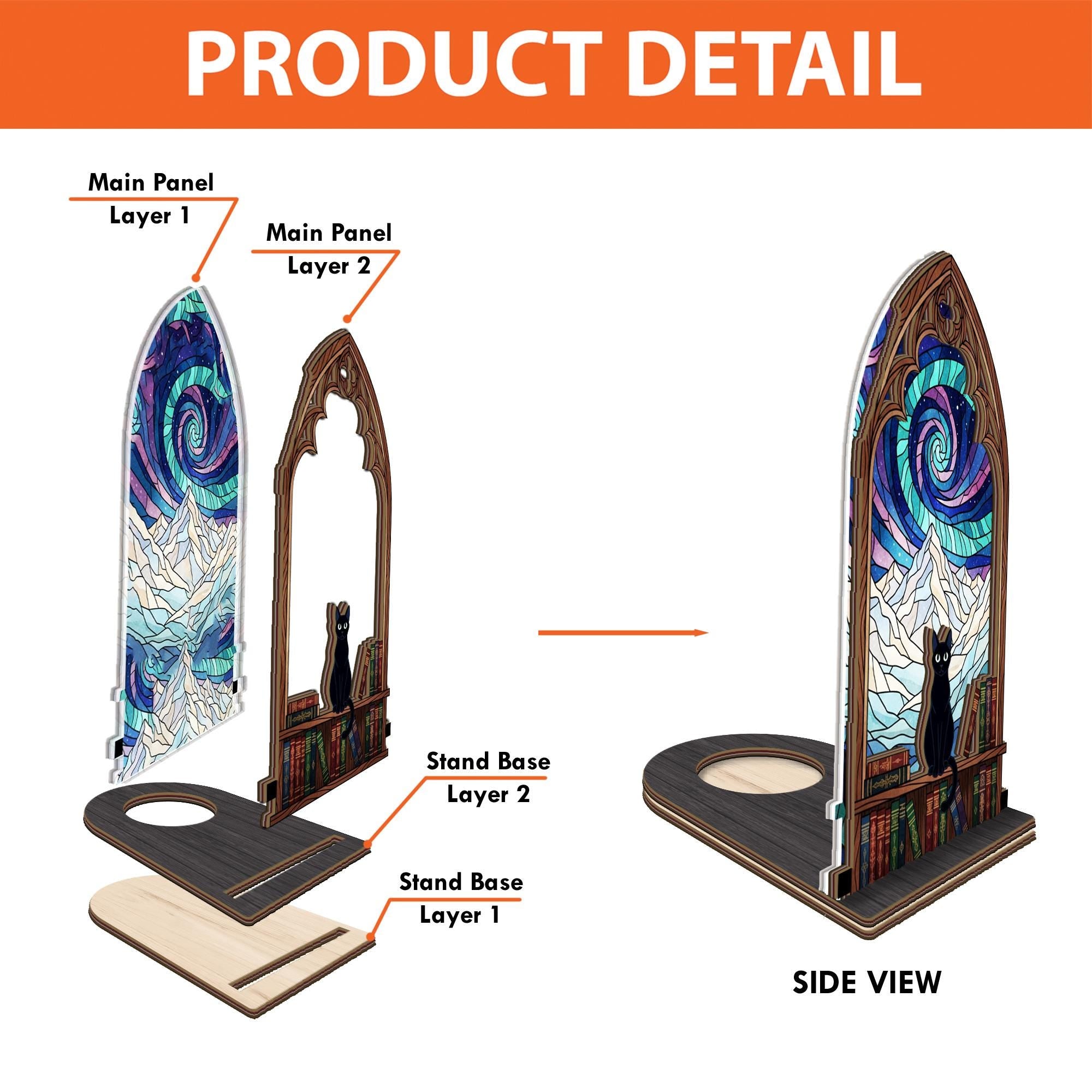 Custom Stained Glass Cat Suncatcher Candle Holder - Home Decor Mountain Spiral Art image 3