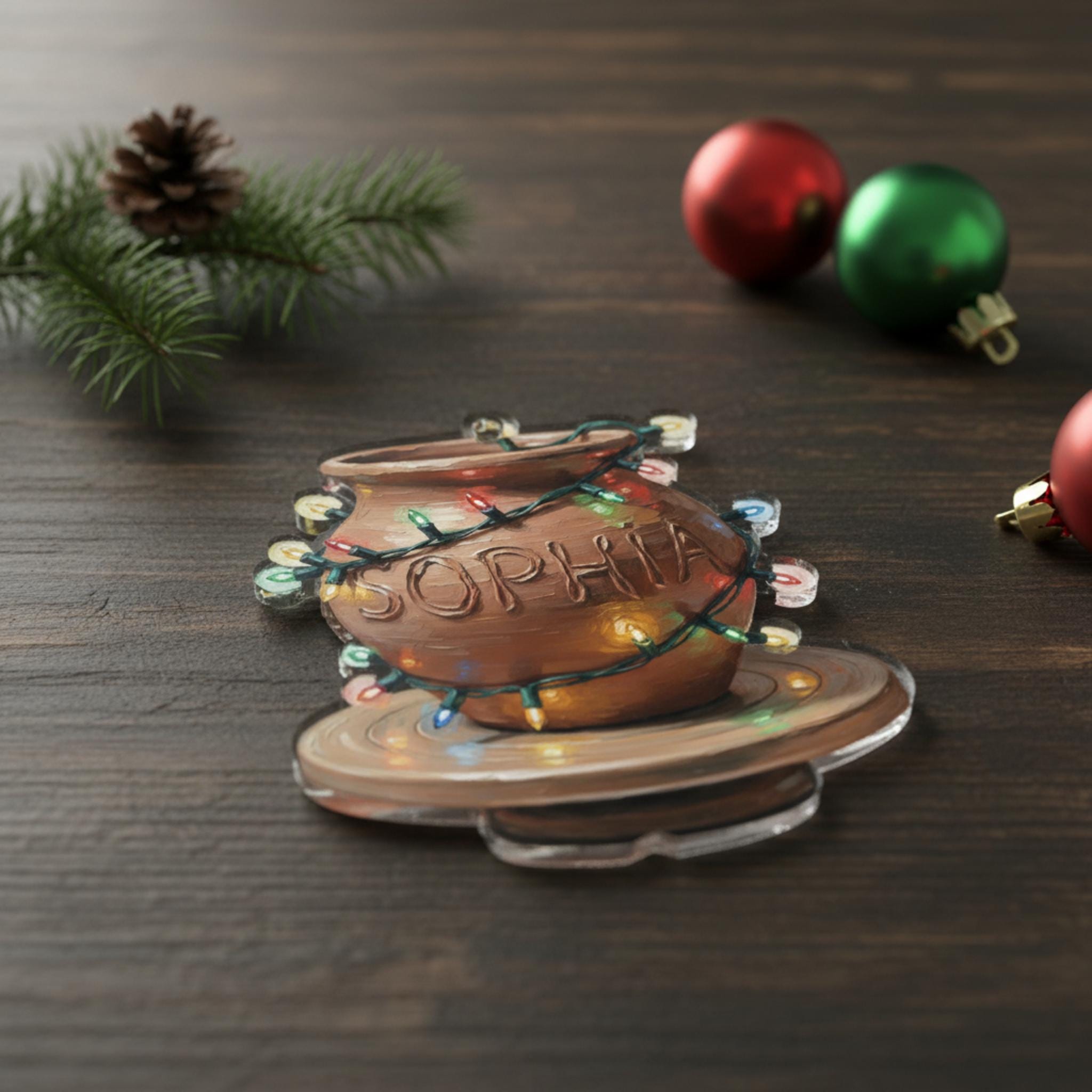 Custom Pottery Wheel Ornament: Personalized Clay Pot Christmas Decoration with Name image 5