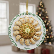 Pierogi Dumplings Ornament: Double-Sided Ceramic Christmas Gift for Polish Cuisine Lovers & Foodies image 1
