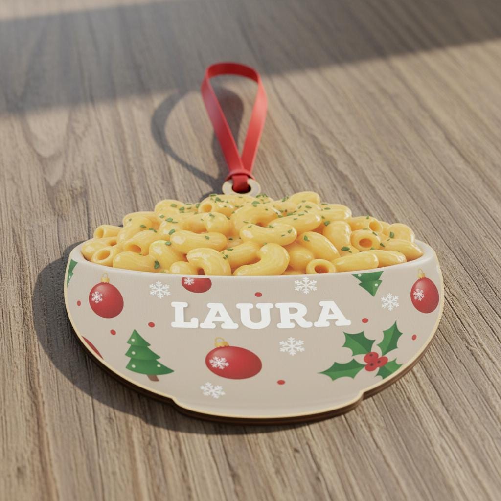 Mac and Cheese Ornament: Personalized 2D Flat Christmas Tree Decor for Foodies & Pasta Lovers image 3