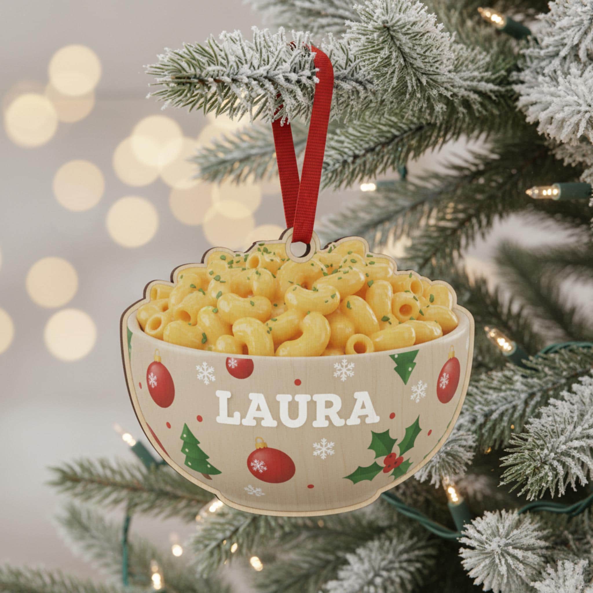 Mac and Cheese Ornament: Personalized 2D Flat Christmas Tree Decor for Foodies & Pasta Lovers image 5