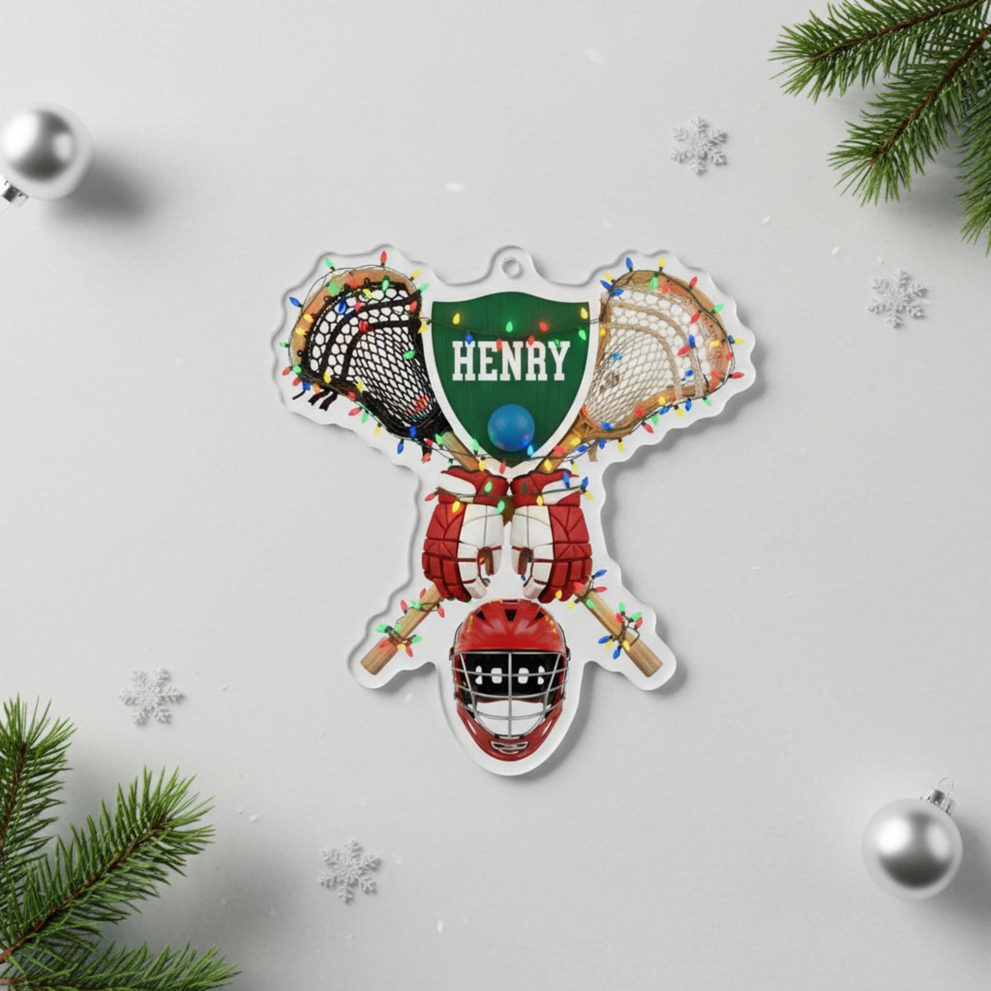 Lacrosse Christmas Ornament: Personalized Player Gear Keepsake, Custom Sports Tree Decor for Athletes image 4