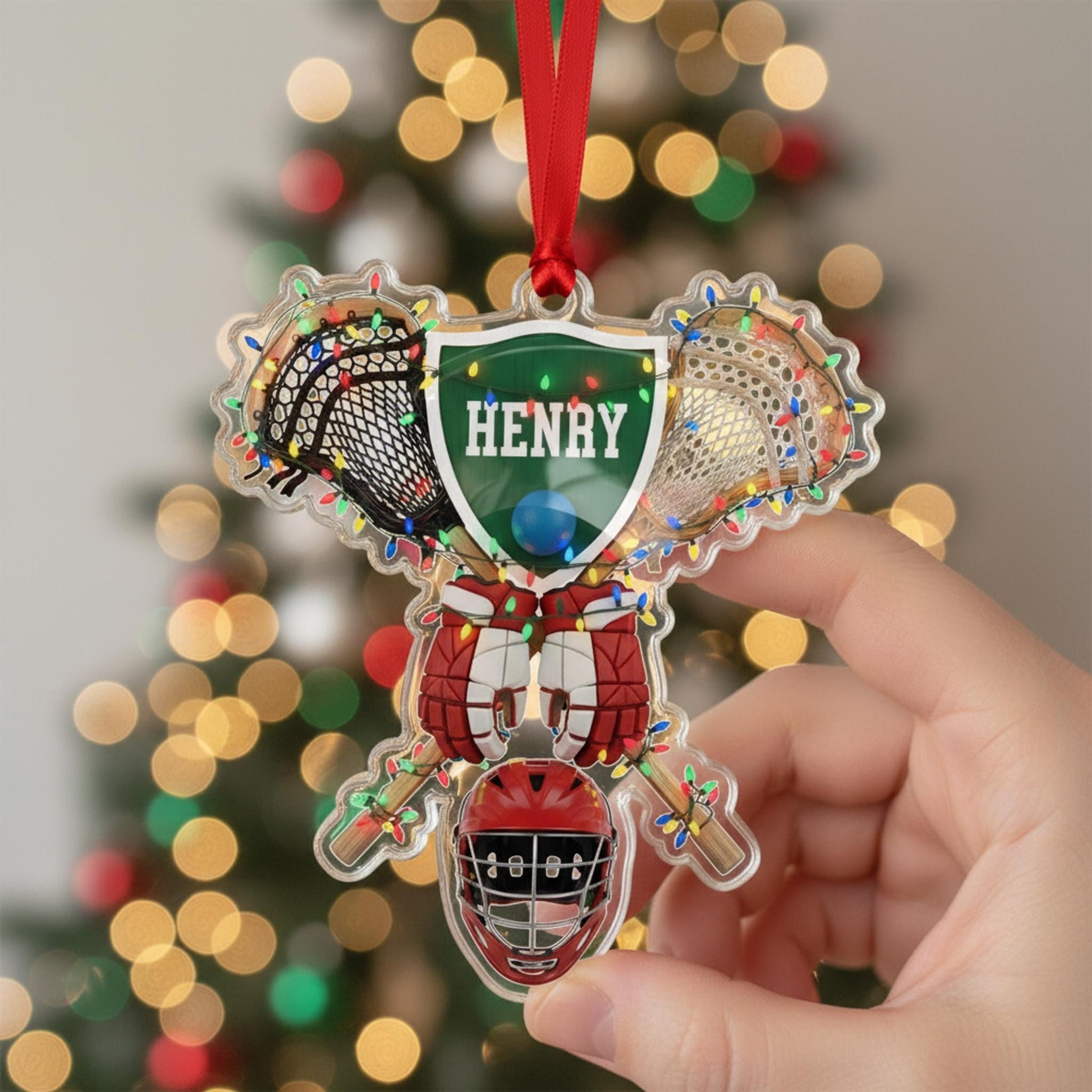 Lacrosse Christmas Ornament: Personalized Player Gear Keepsake, Custom Sports Tree Decor for Athletes image 3