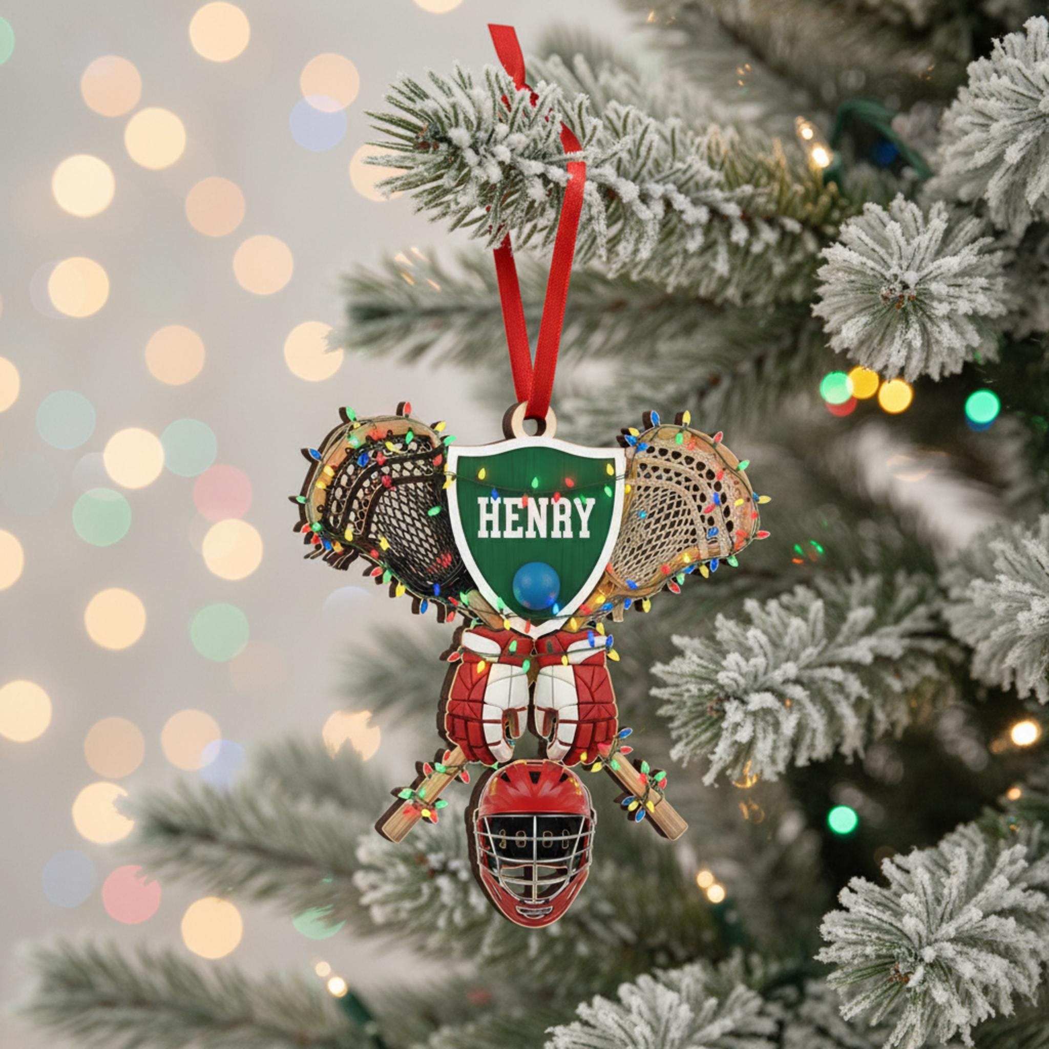 Lacrosse Christmas Ornament: Personalized Player Gear Keepsake, Custom Sports Tree Decor for Athletes image 1