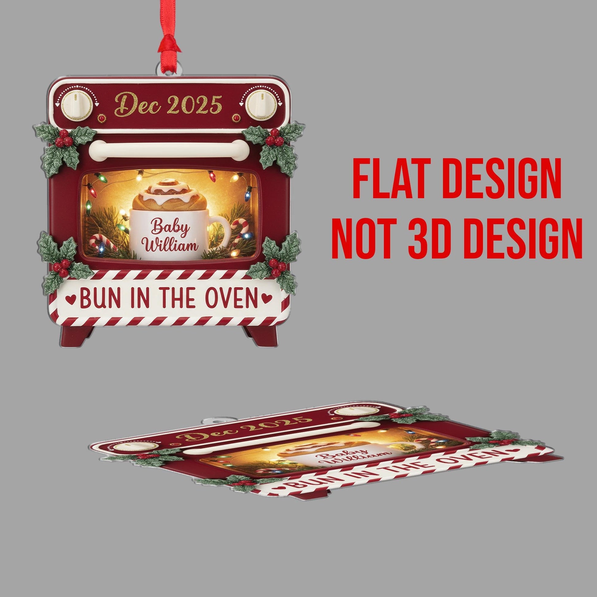 Personalized Bun in the Oven Ornament: Pregnancy Announcement Keepsake image 3