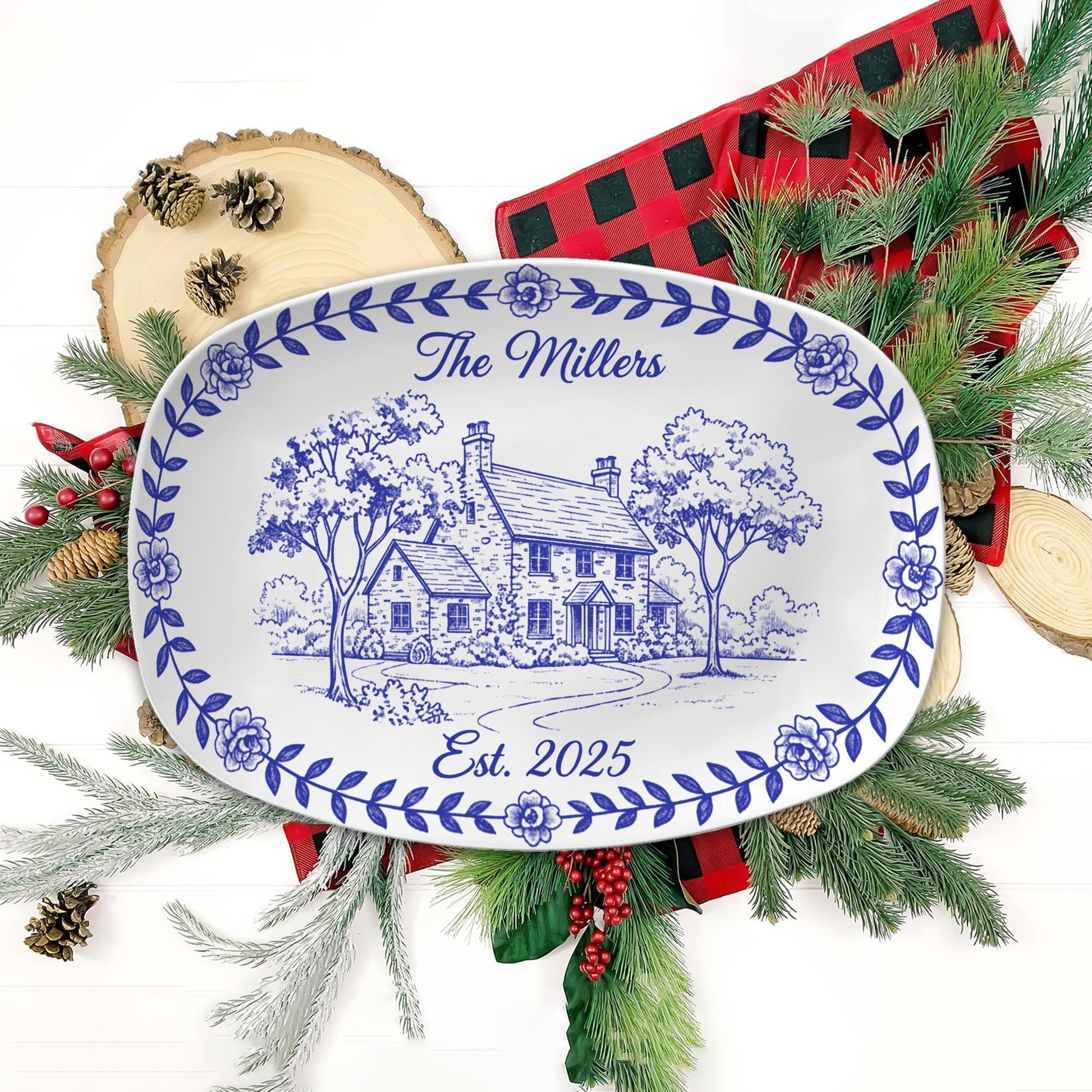 Custom House Platter: Personalized Chinoiserie Style Plate - DECOR only image 1