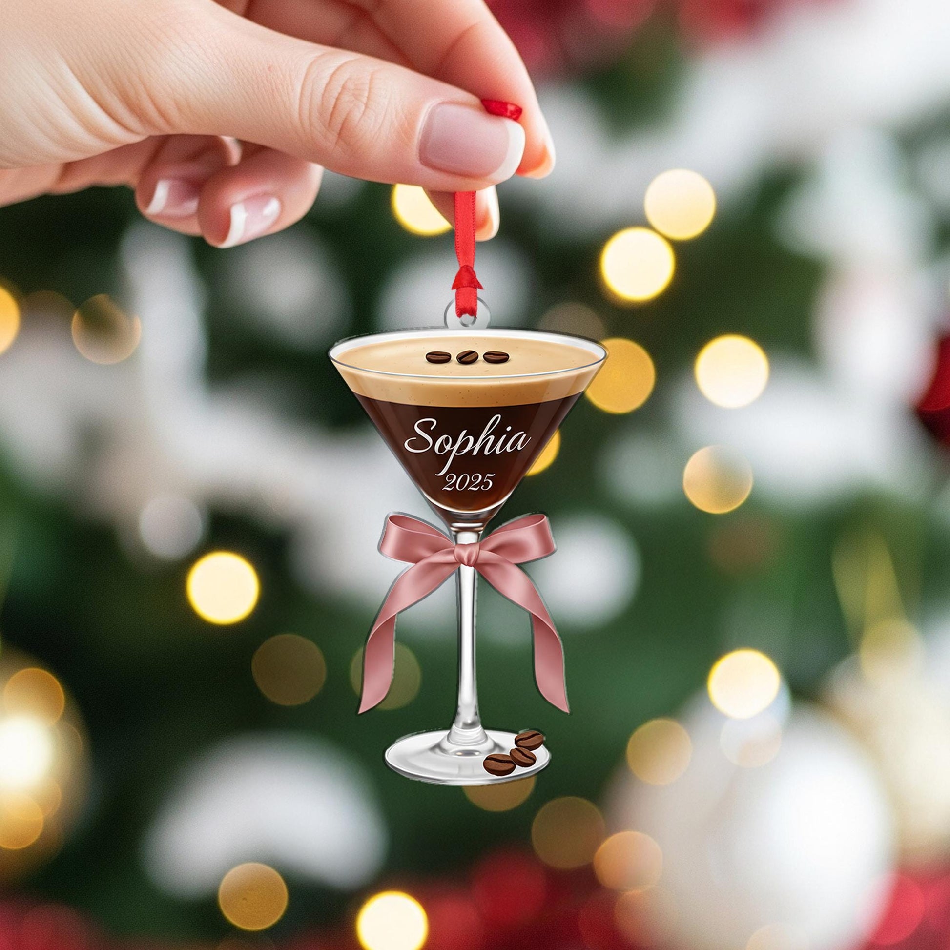 Espresso Martini Ornament: Coffee Cocktail Tree Decor image 4