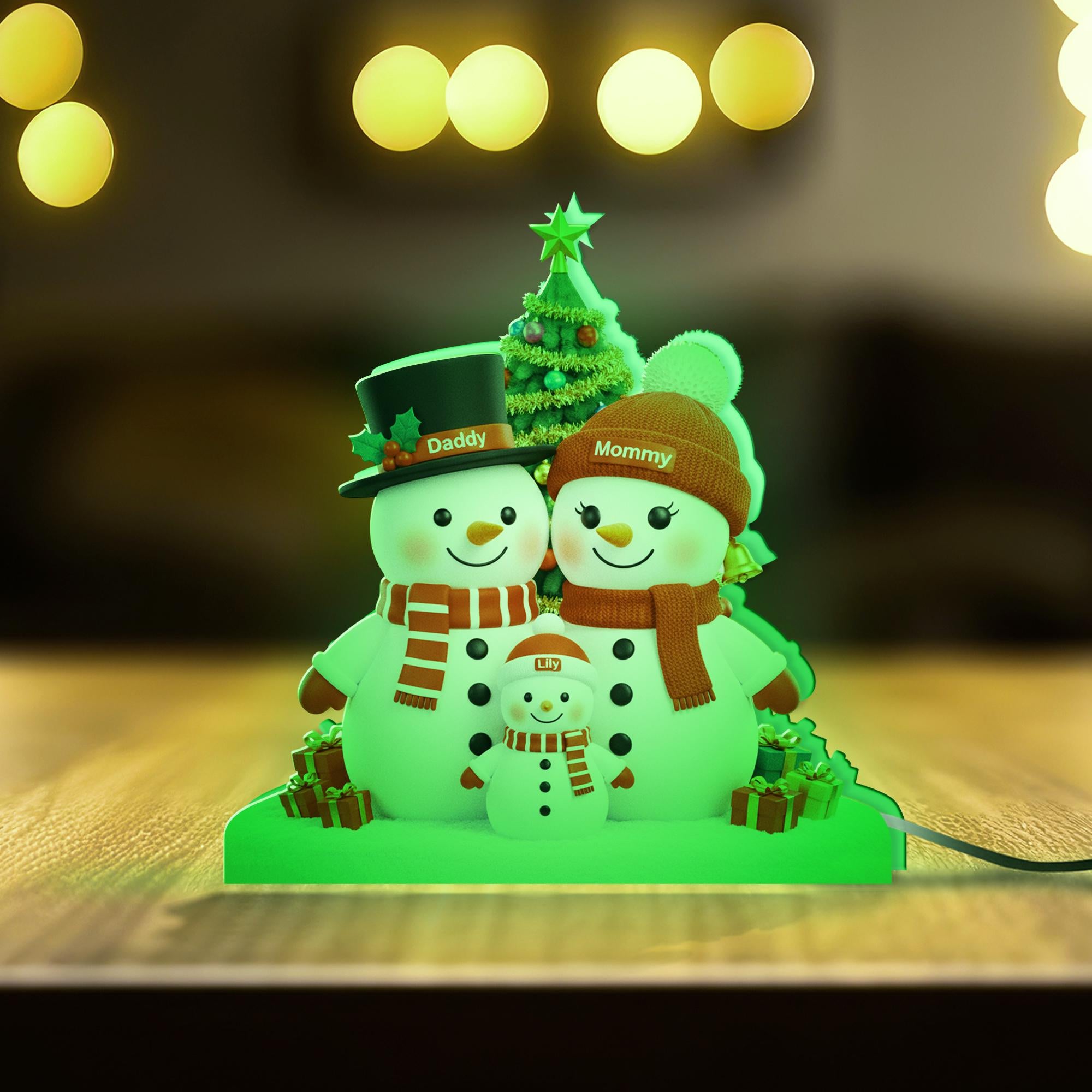 Custom Family Snowman LED Light Box– Mommy Daddy Lily Snowman Lamp Gift image 8