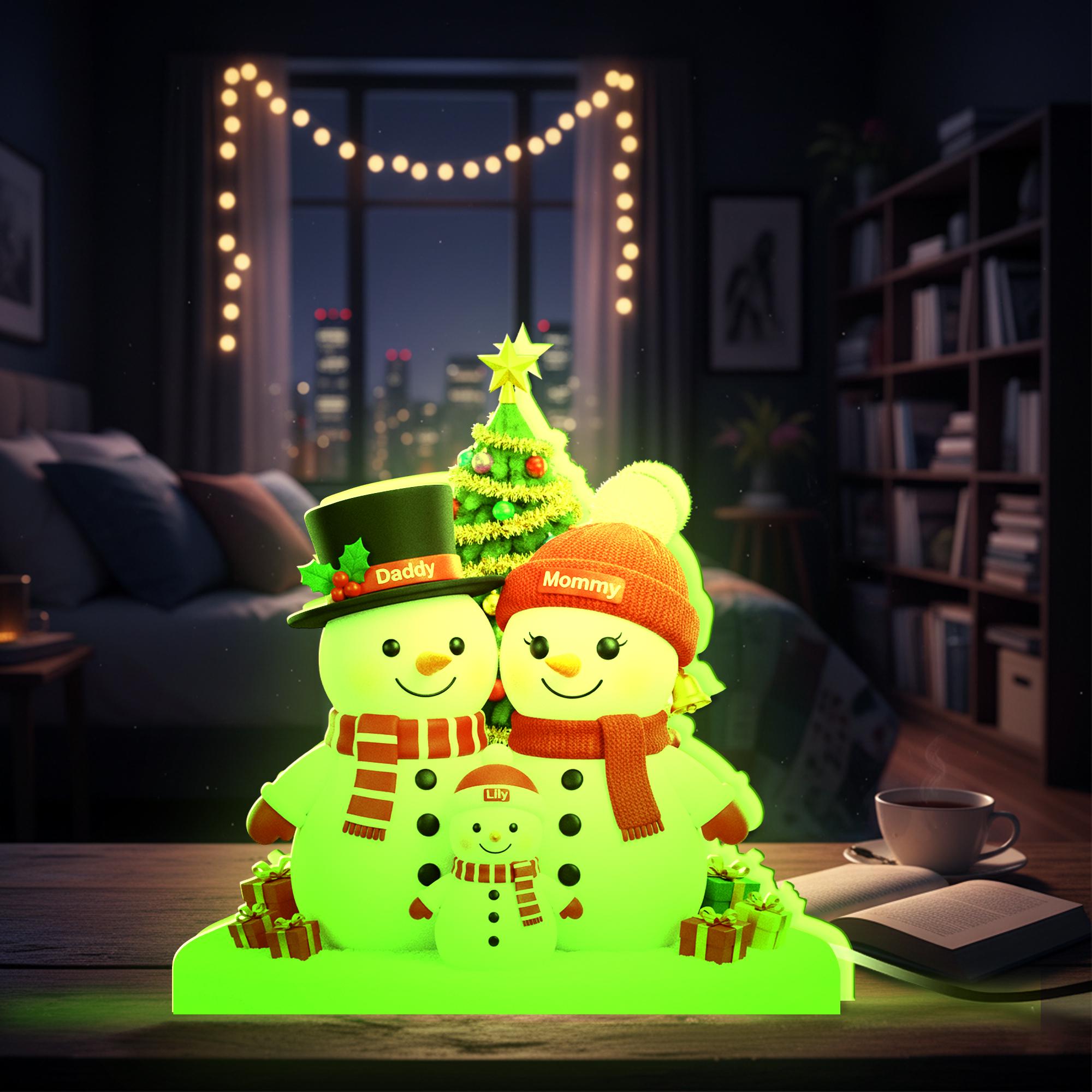 Custom Family Snowman LED Light Box– Mommy Daddy Lily Snowman Lamp Gift image 11