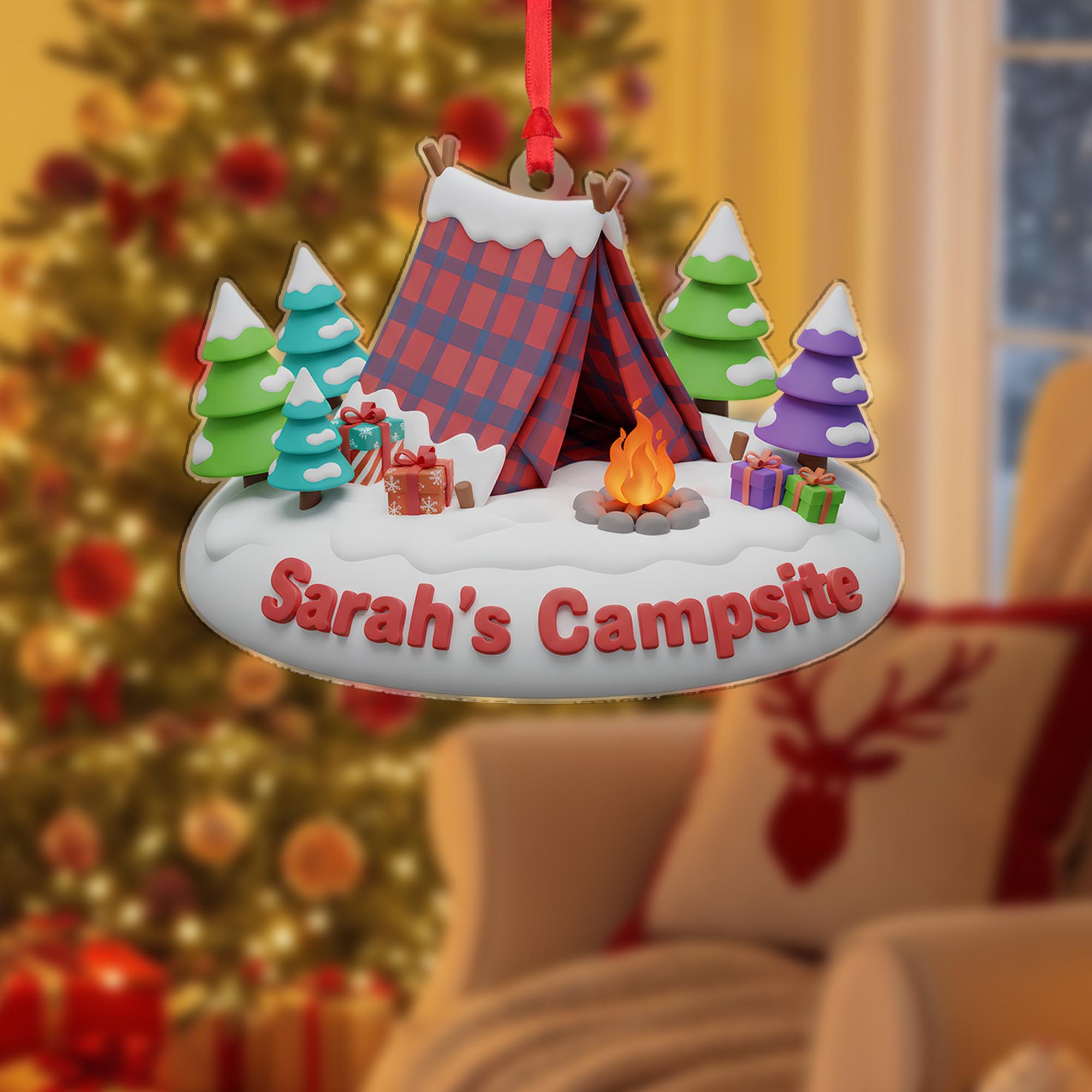 Personalized Camping Ornament: Custom Name Tent, Acrylic Camper Gift image 2