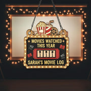Wood Movie Tracker, Movie Log Display Board, Film Count 2025 Decor image 1