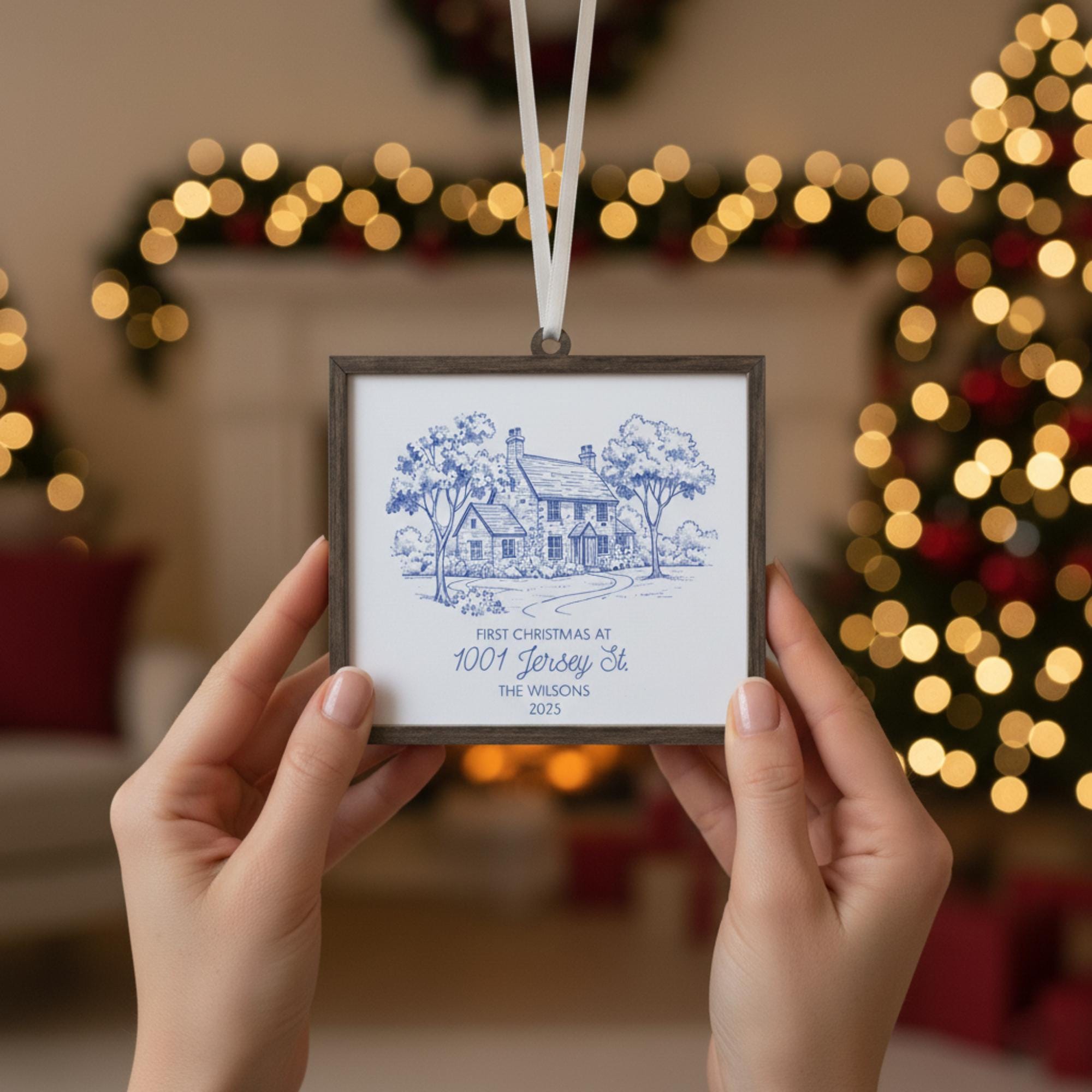 Custom Photo House Ornament – Personalized 2 Layer Christmas Home Keepsake image 3