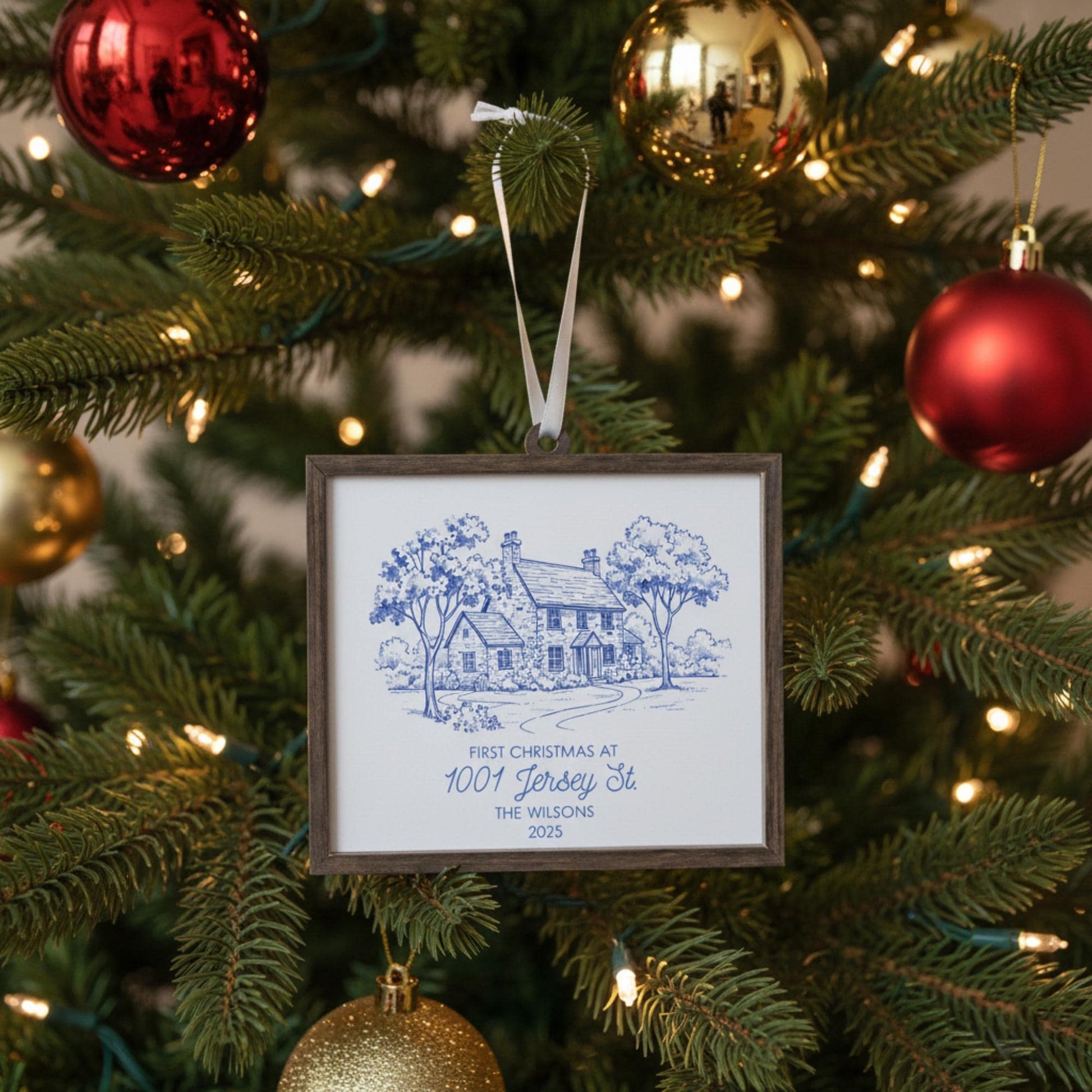 Custom Photo House Ornament – Personalized 2 Layer Christmas Home Keepsake image 4