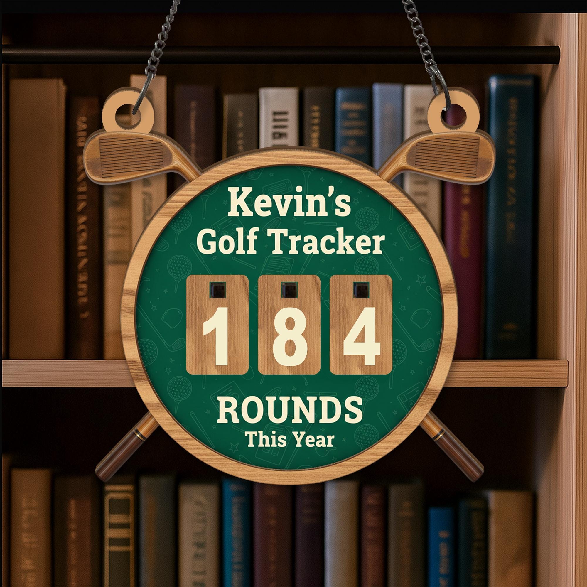 Personalized Golf Tracker Sign with Round Counter and Wooden Score Display image 2