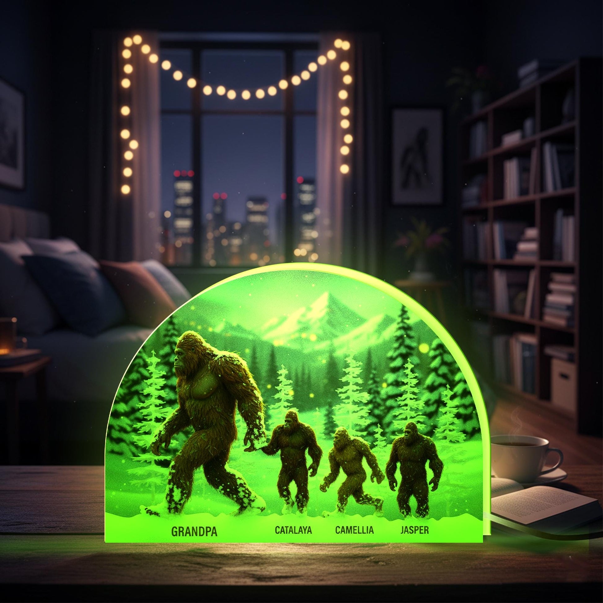 Custom Bigfoot Family Night Light Box with Forest Mountain Scene image 5