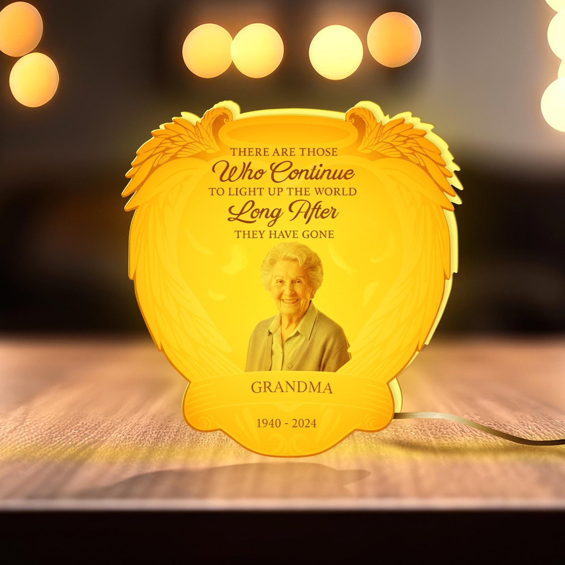 Custom Photo Memorial Night Light Box with Angel Wing Design image 2
