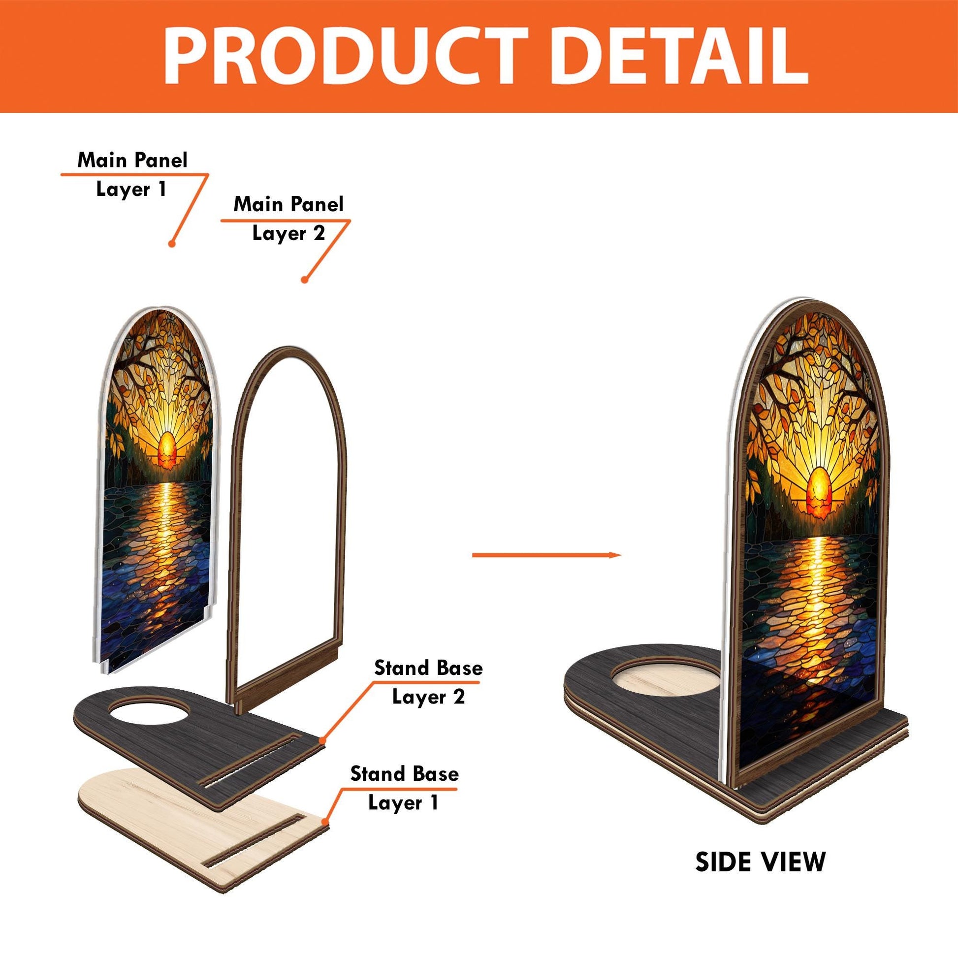 Wooden Candle Holder – Sunset Lake Design, Nature Scene Decor, Rustic Home Accent image 2