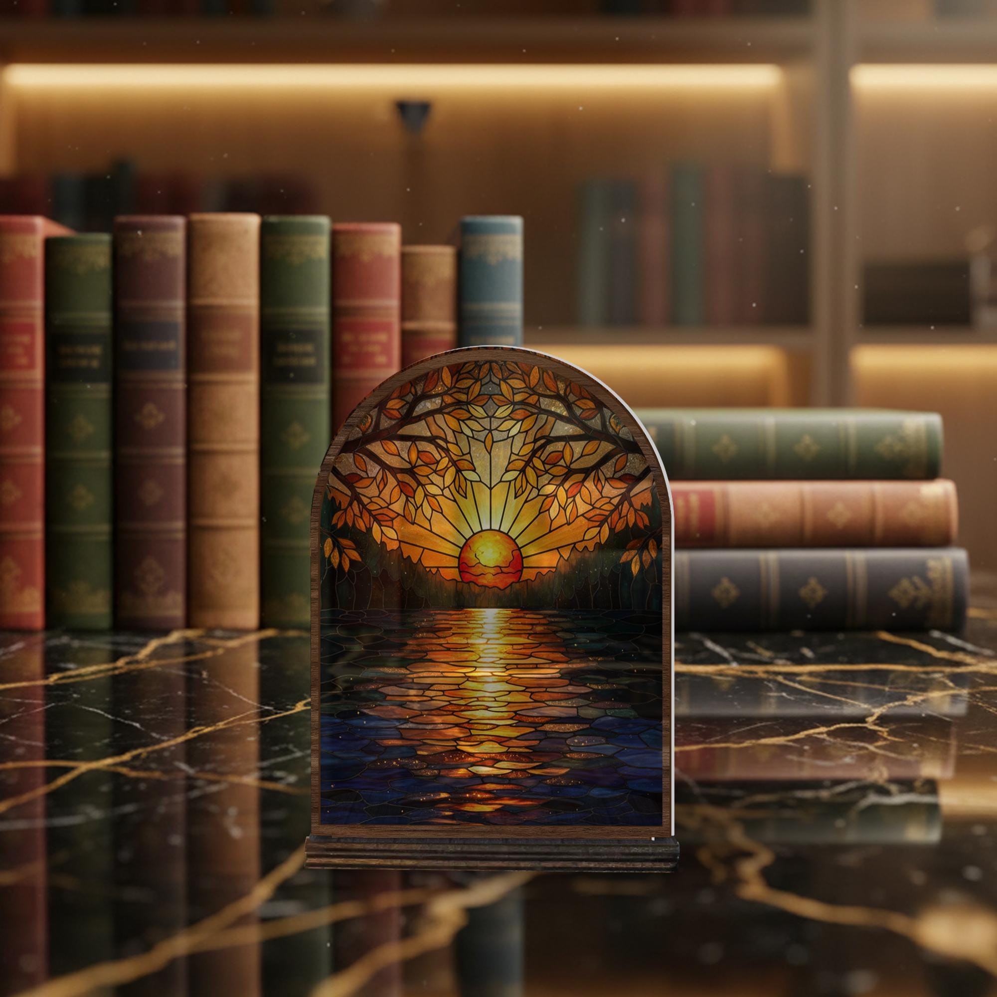 Wooden Candle Holder – Sunset Lake Design, Nature Scene Decor, Rustic Home Accent image 7