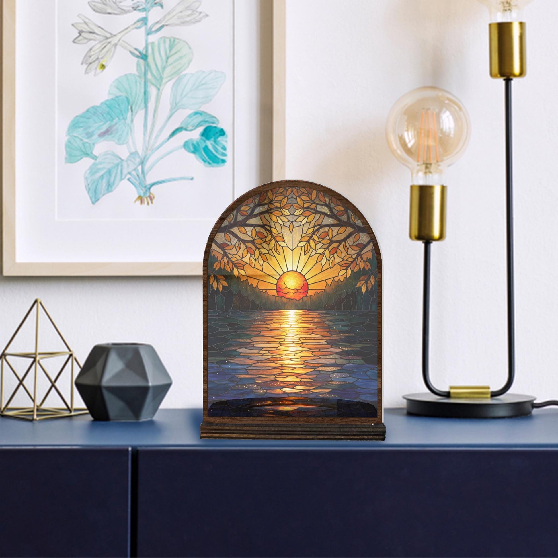 Wooden Candle Holder – Sunset Lake Design, Nature Scene Decor, Rustic Home Accent image 6