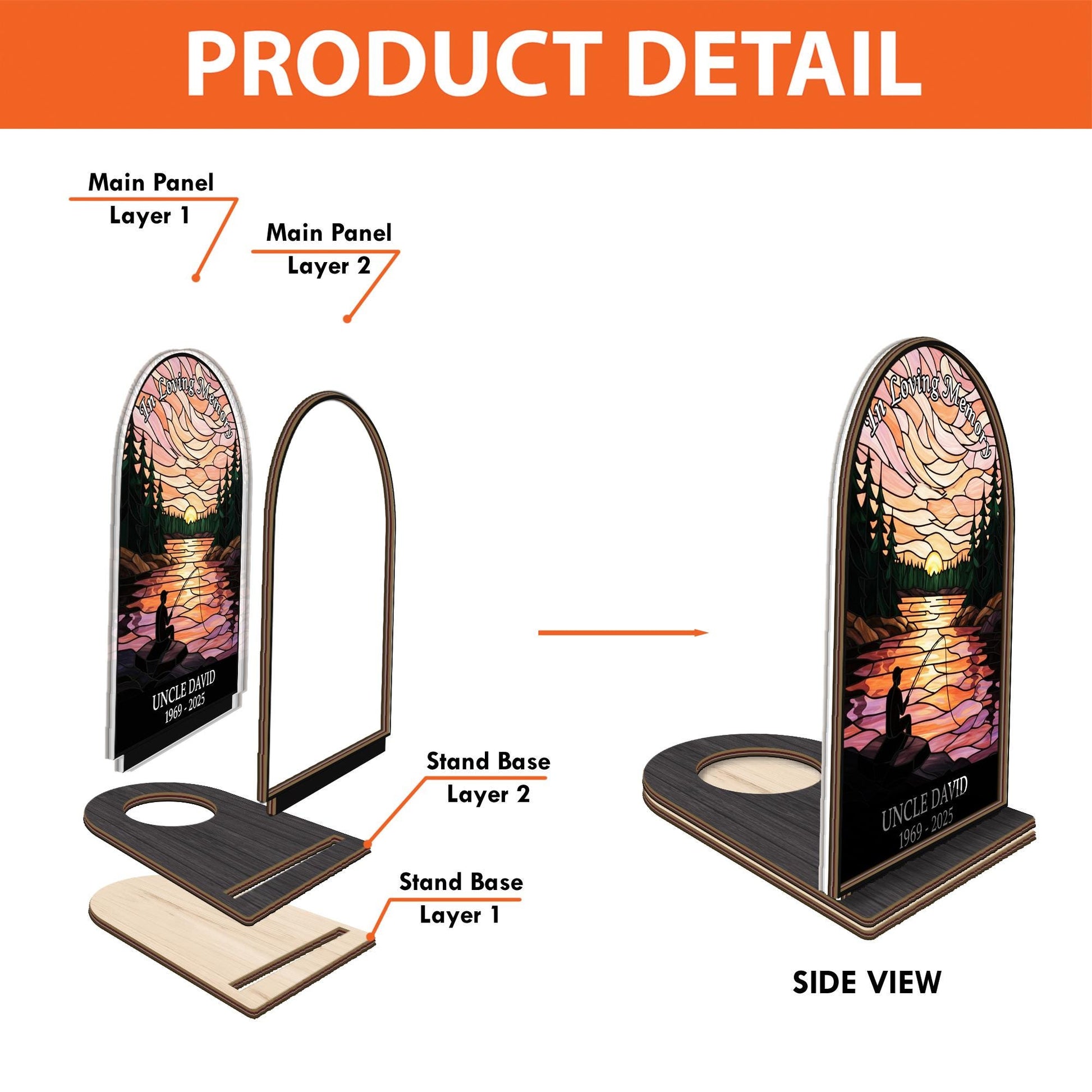 Personalized Wooden Candle Holder – Memorial Sunset Lake Design, Remembrance Home Decor image 2