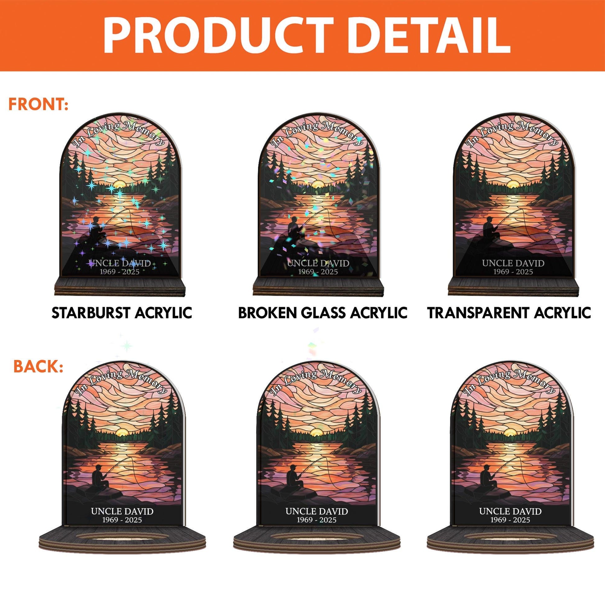 Personalized Wooden Candle Holder – Memorial Sunset Lake Design, Remembrance Home Decor image 3